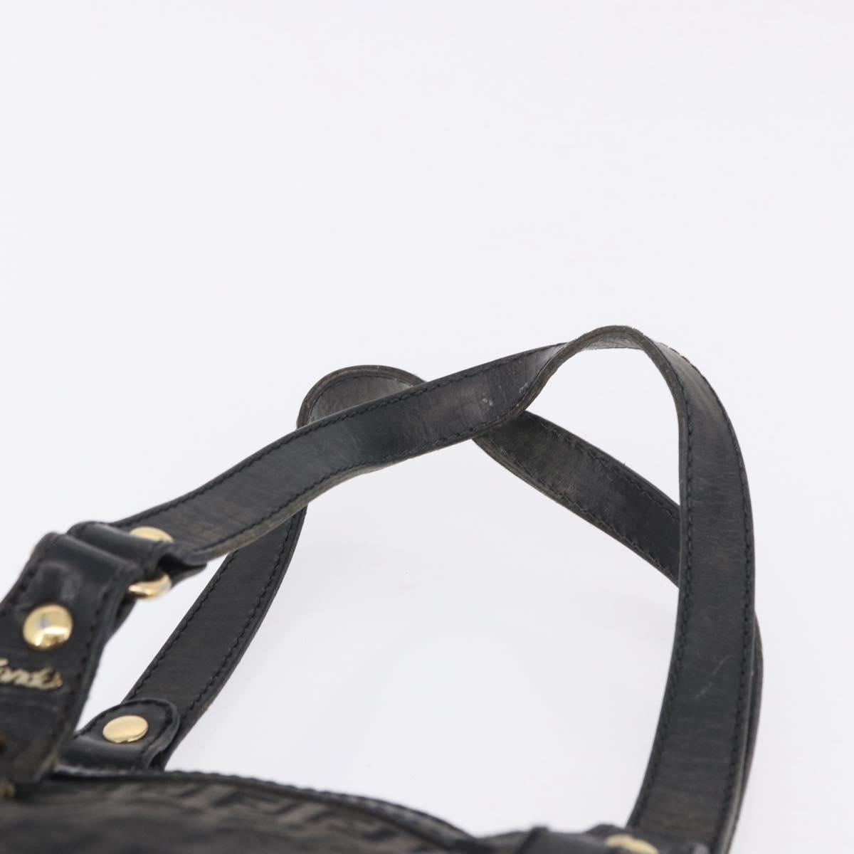 FENDI Zucchino Canvas Tote Bag Black Gold Auth ka5945