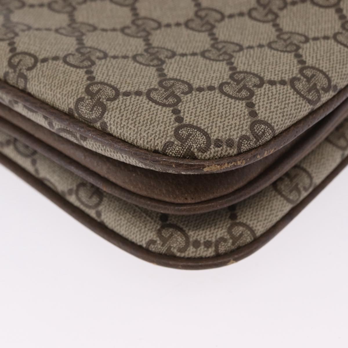 GUCCI GG Supreme Web Sherry Line Bag PVC Beige Gold 10 02 037 Auth ka5946