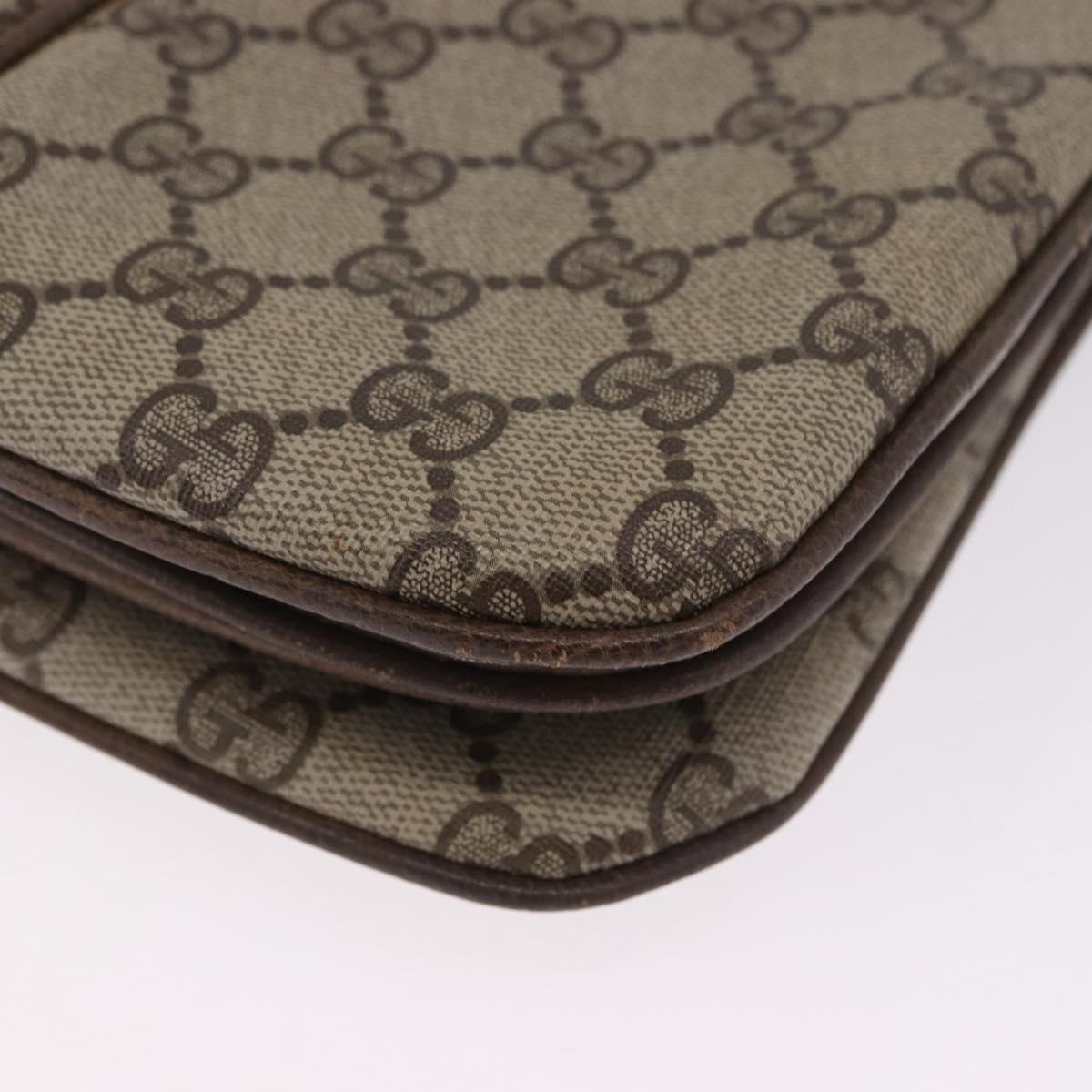 GUCCI GG Supreme Web Sherry Line Bag PVC Beige Gold 10 02 037 Auth ka5946