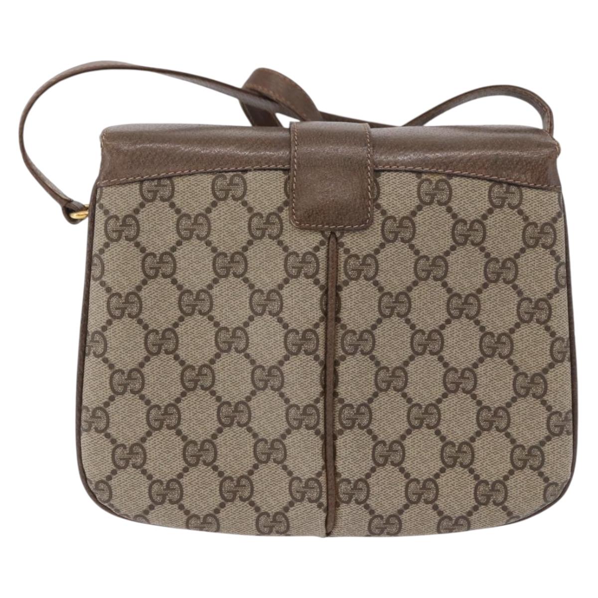 GUCCI GG Supreme Web Sherry Line Bag PVC Beige Gold 10 02 037 Auth ka5946