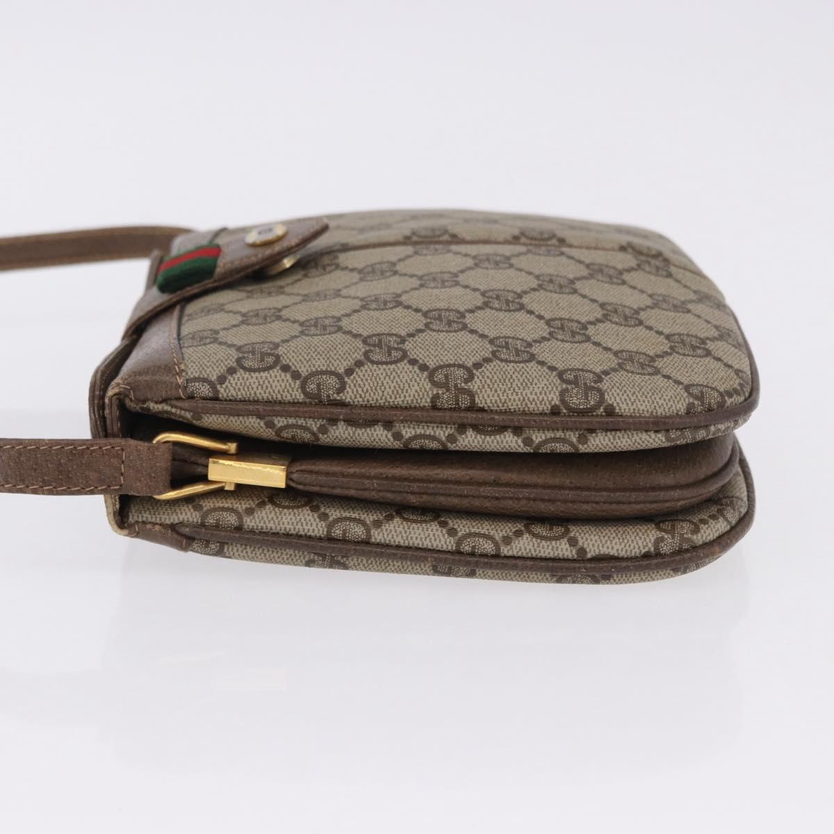 GUCCI GG Supreme Web Sherry Line Bag PVC Beige Gold 10 02 037 Auth ka5946