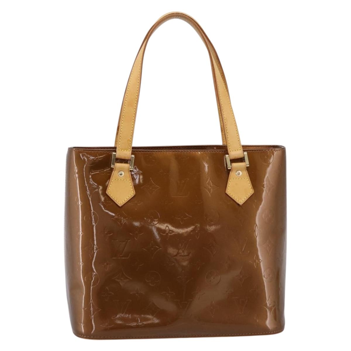 LOUIS VUITTON Monogram Vernis Houston Hand Bag Bronze M91122 LV Auth ka5947