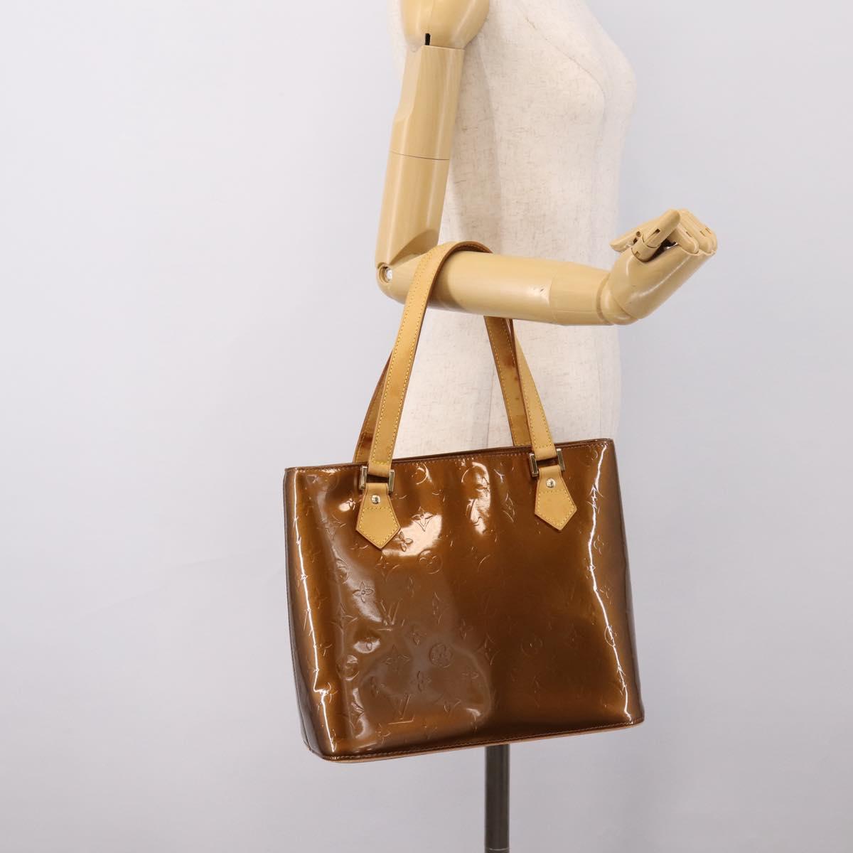 LOUIS VUITTON Monogram Vernis Houston Hand Bag Bronze M91122 LV Auth ka5947