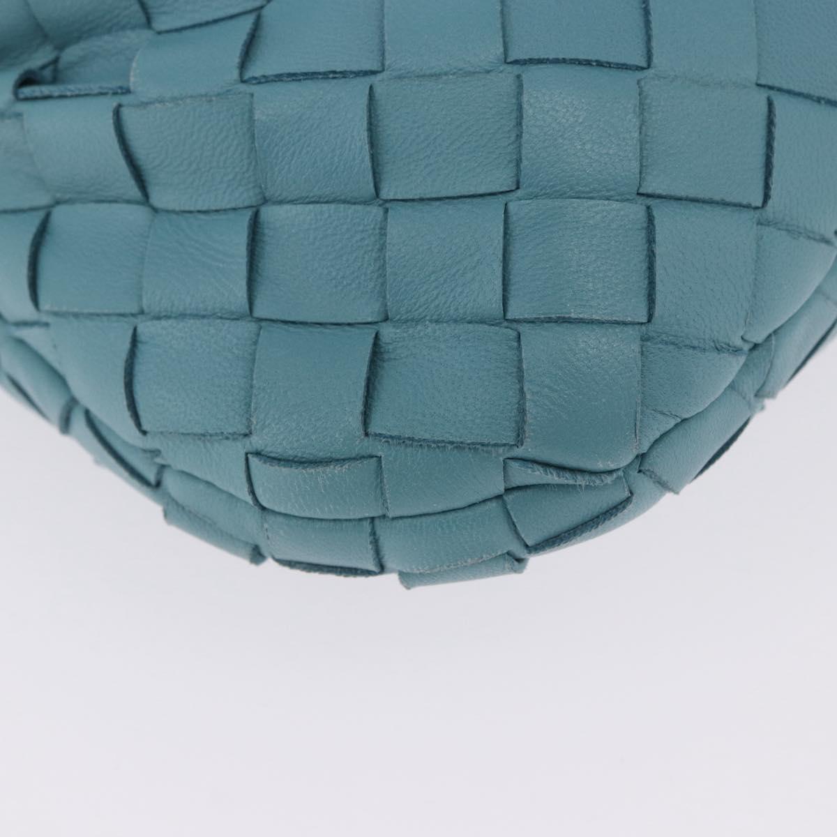 BOTTEGA VENETA INTRECCIATO Hand Bag Leather Light Blue Silver Auth ka5949M