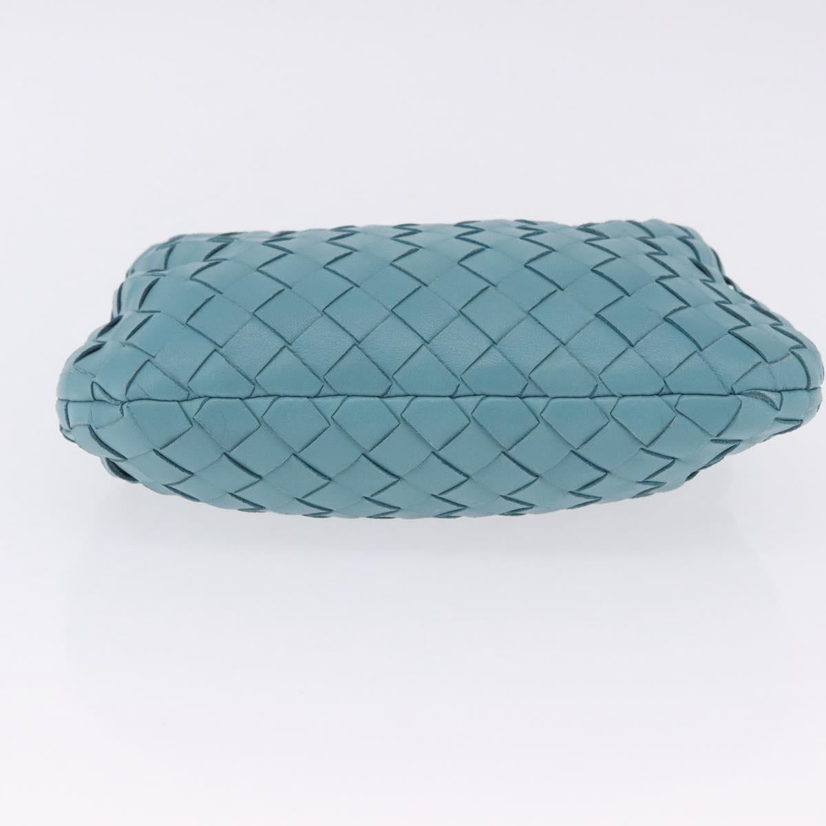 BOTTEGA VENETA INTRECCIATO Hand Bag Leather Light Blue Silver Auth ka5949M