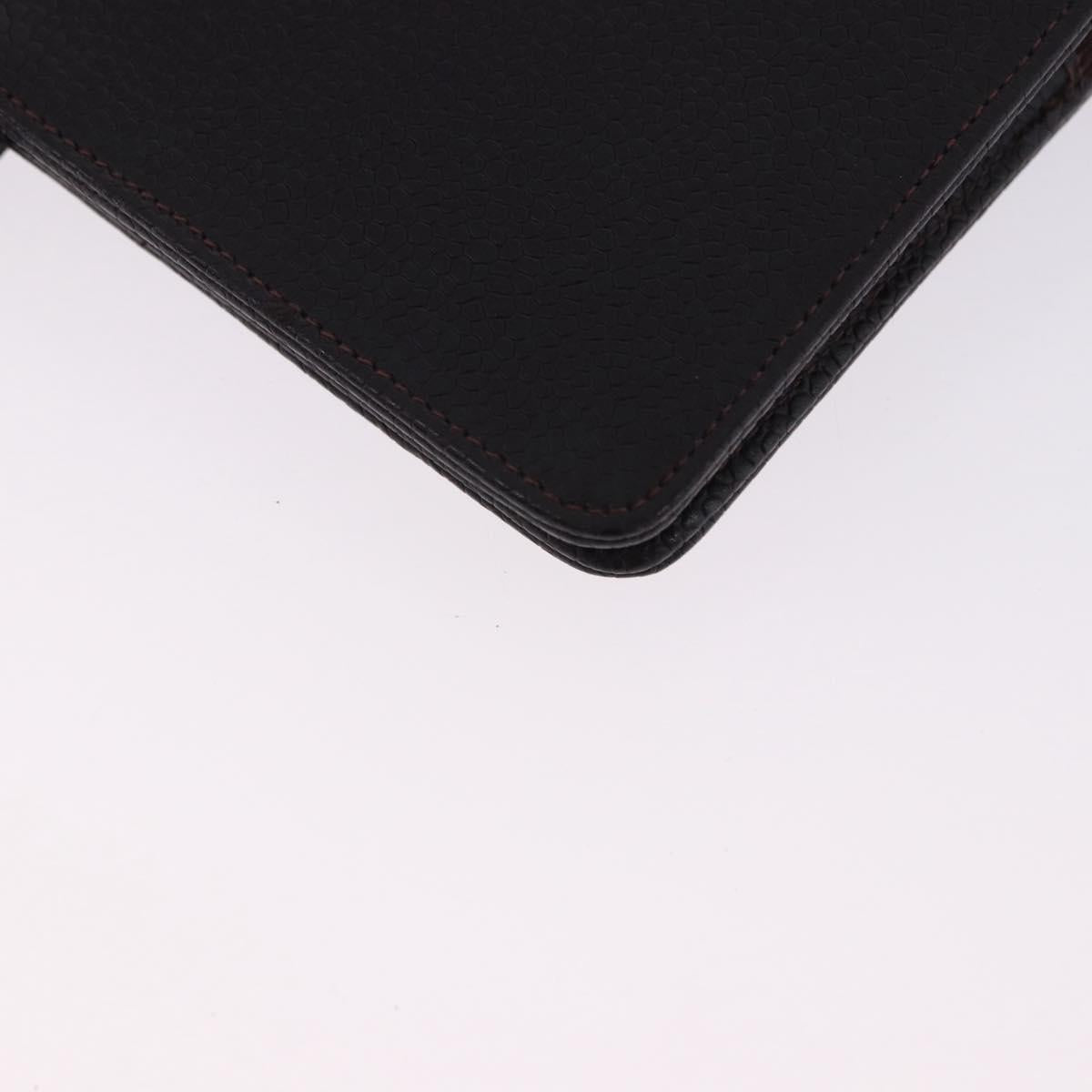 CHANEL COCO Mark Day Planner Cover Caviar Skin Brown Gold CC Auth ka5951