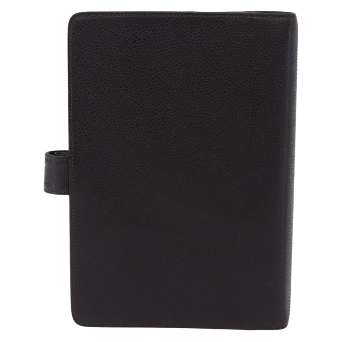 CHANEL COCO Mark Day Planner Cover Caviar Skin Brown Gold CC Auth ka5951
