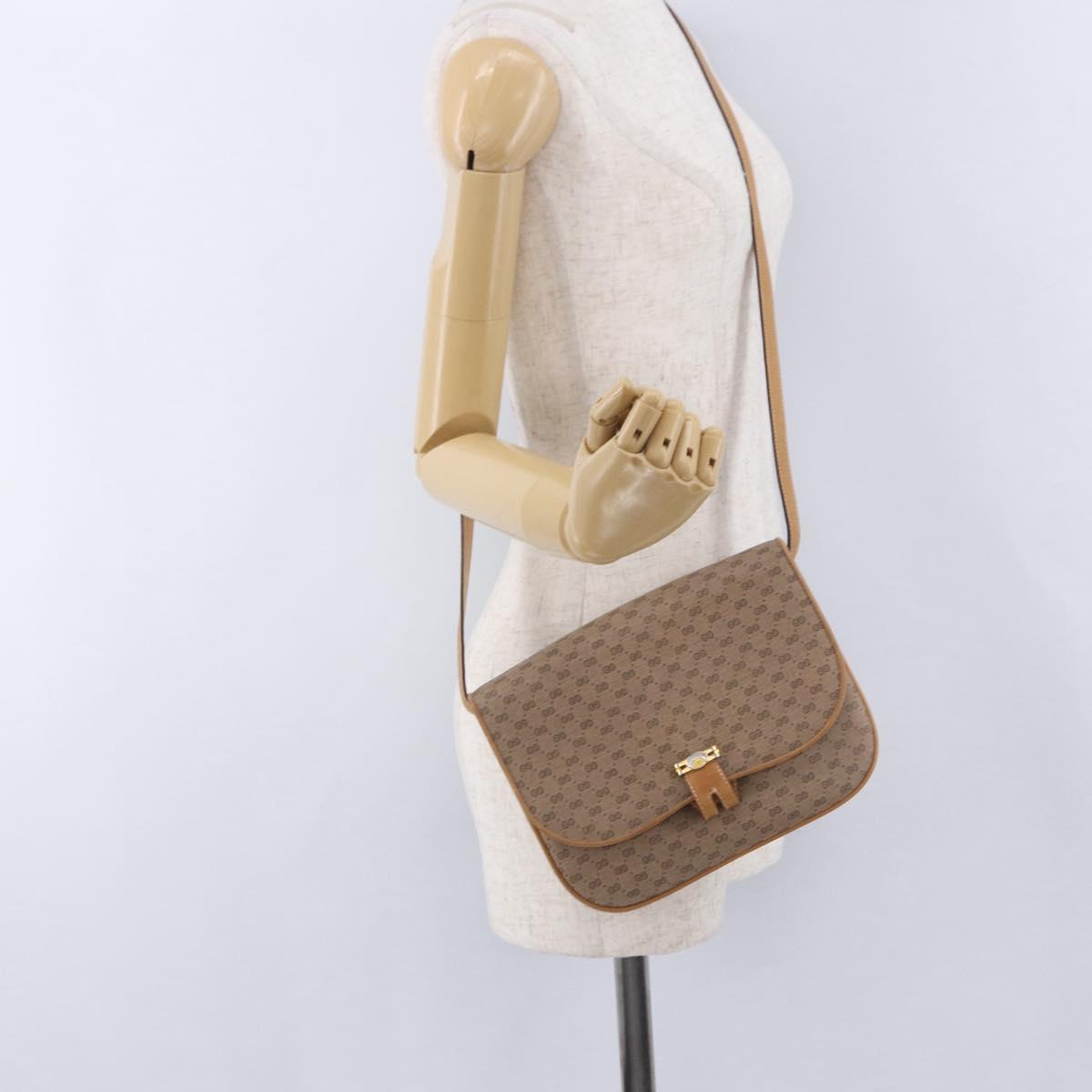 GUCCI Micro GG Supreme Shoulder Bag PVC Beige Gold 001 406 1780 Auth ka5952