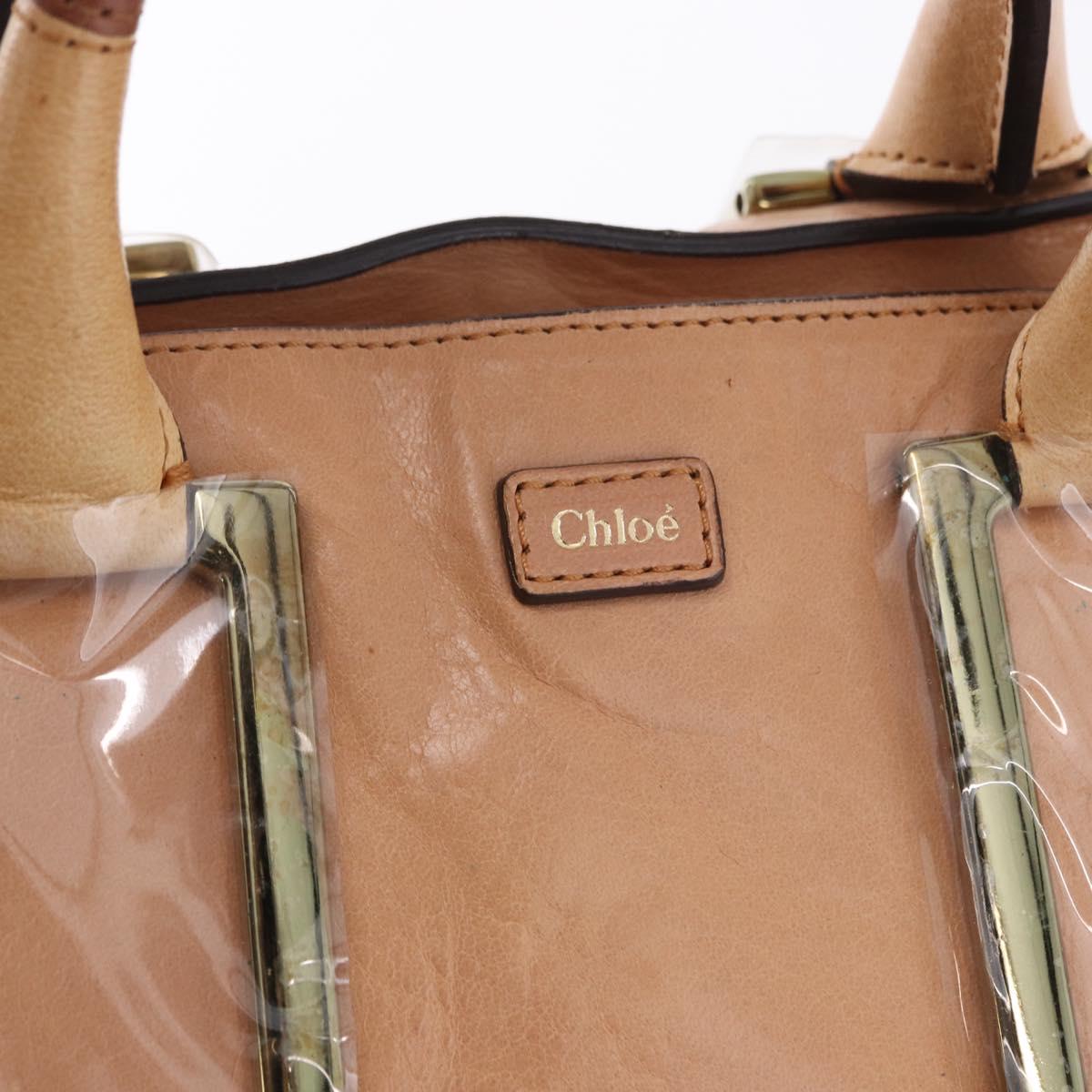 Chloe Etel Hand Bag Leather 2way Beige Gold Auth ka5954A