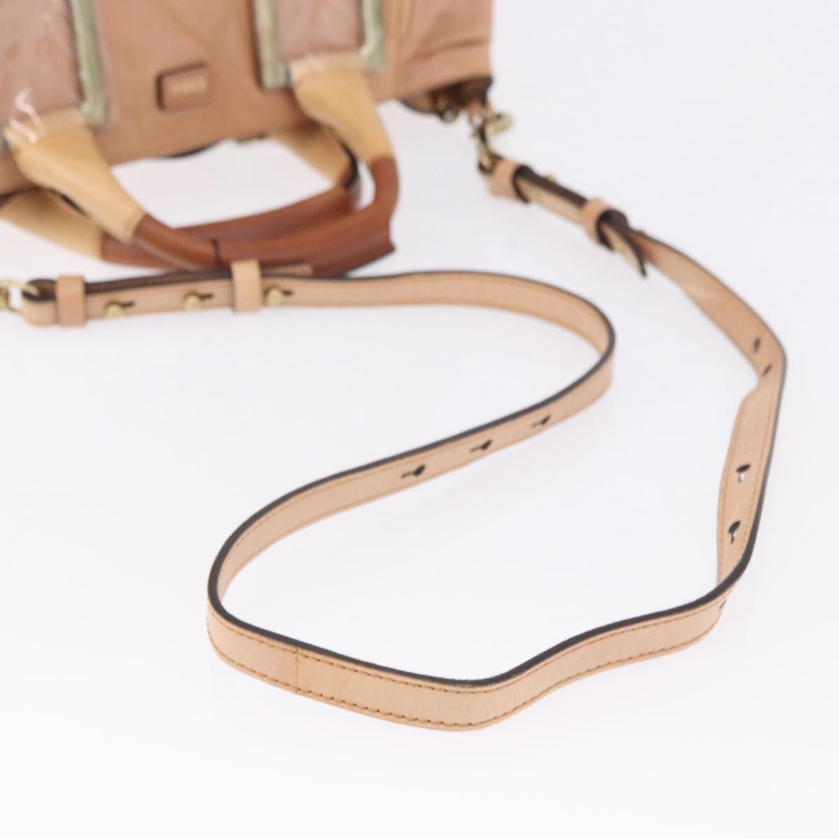 Chloe Etel Hand Bag Leather 2way Beige Gold Auth ka5954A