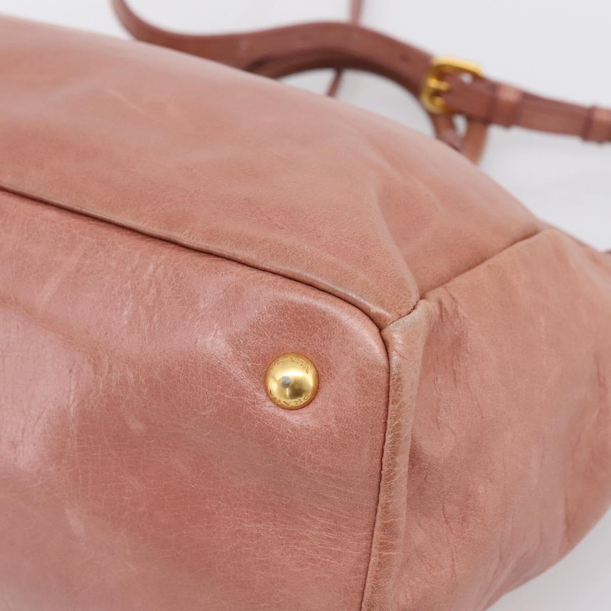 PRADA Hand Bag Leather 2way Pink Gold Auth ka5955V