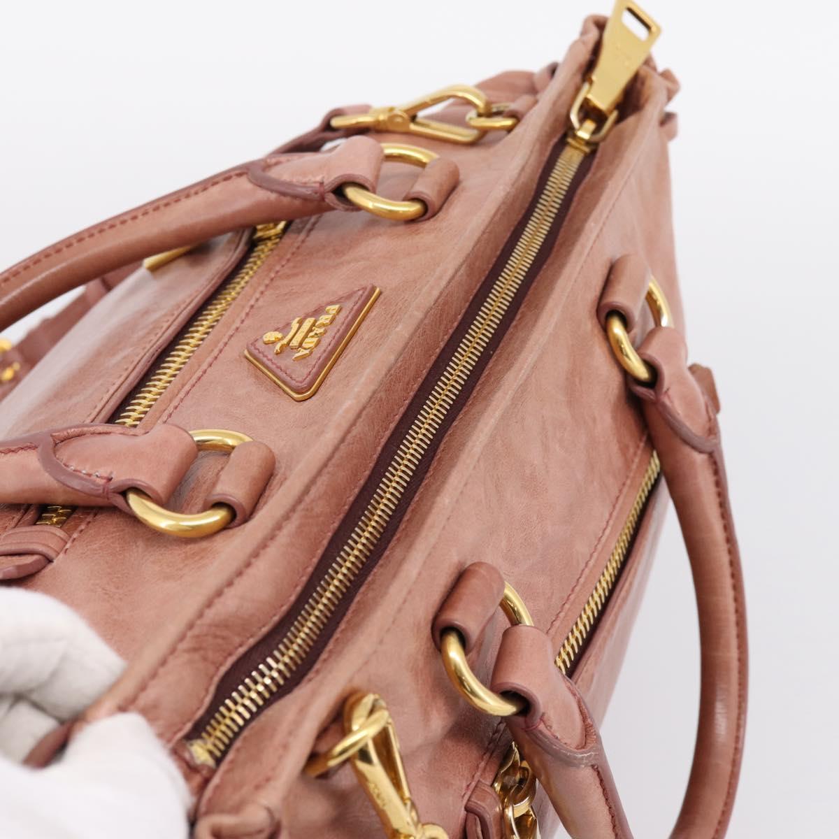 PRADA Hand Bag Leather 2way Pink Gold Auth ka5955V