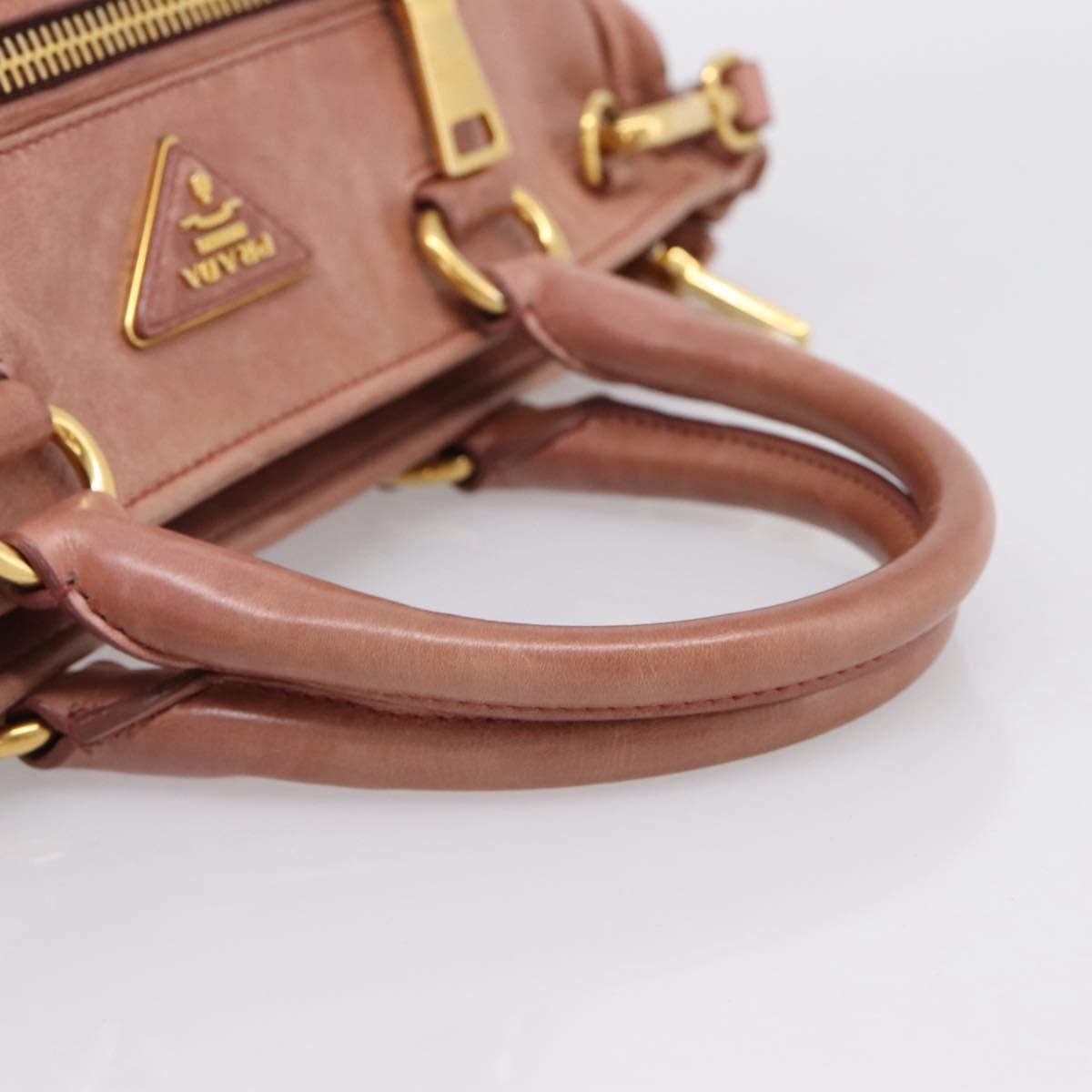 PRADA Hand Bag Leather 2way Pink Gold Auth ka5955V