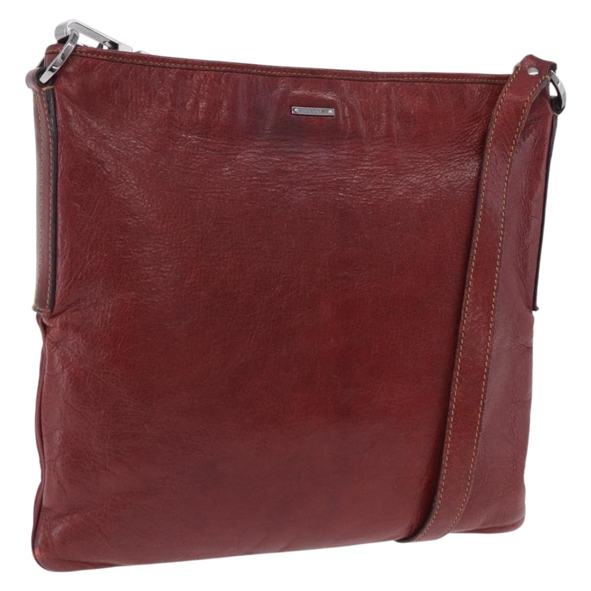 GUCCI Shoulder Bag Leather Red Silver 113013 Auth ka5956