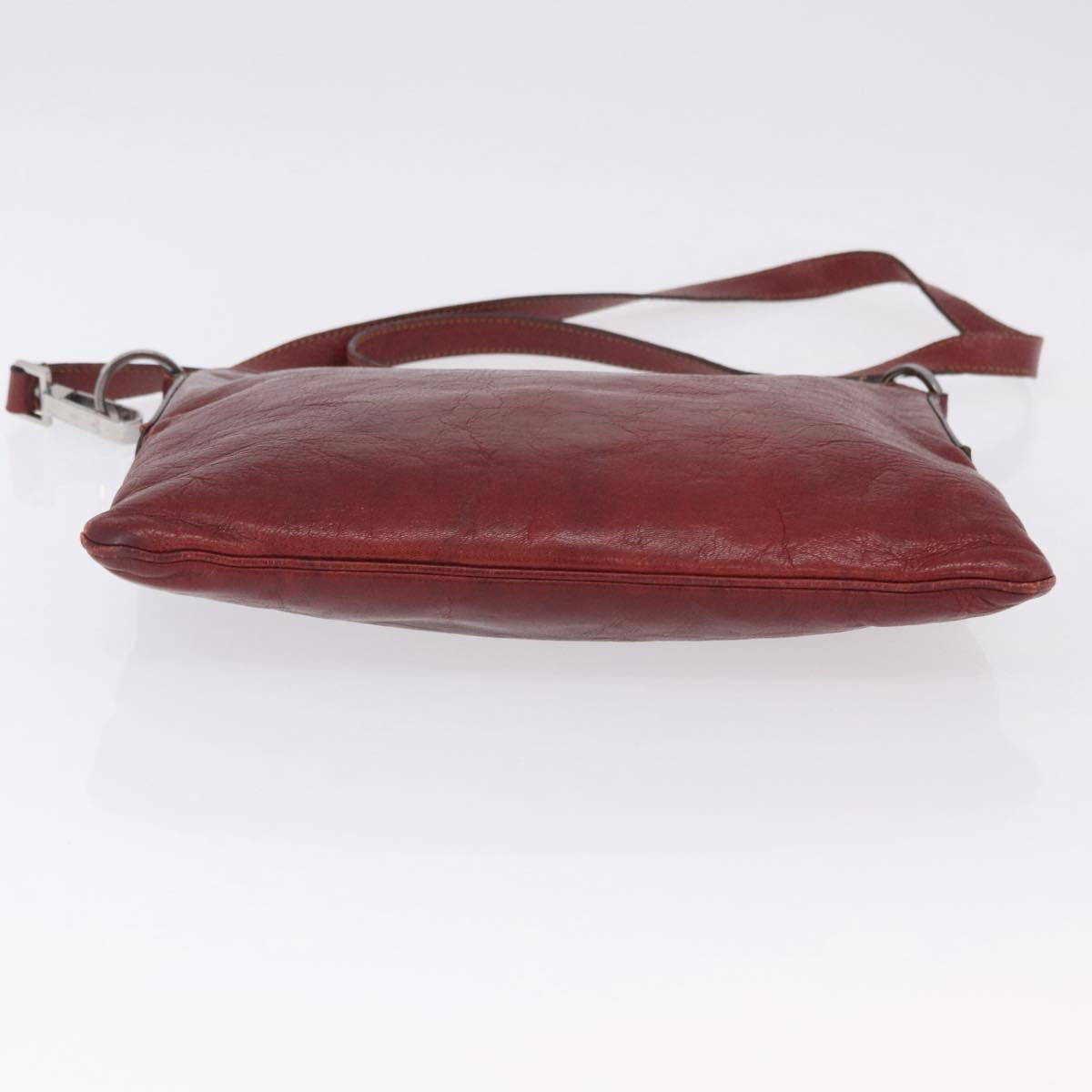 GUCCI Shoulder Bag Leather Red Silver 113013 Auth ka5956
