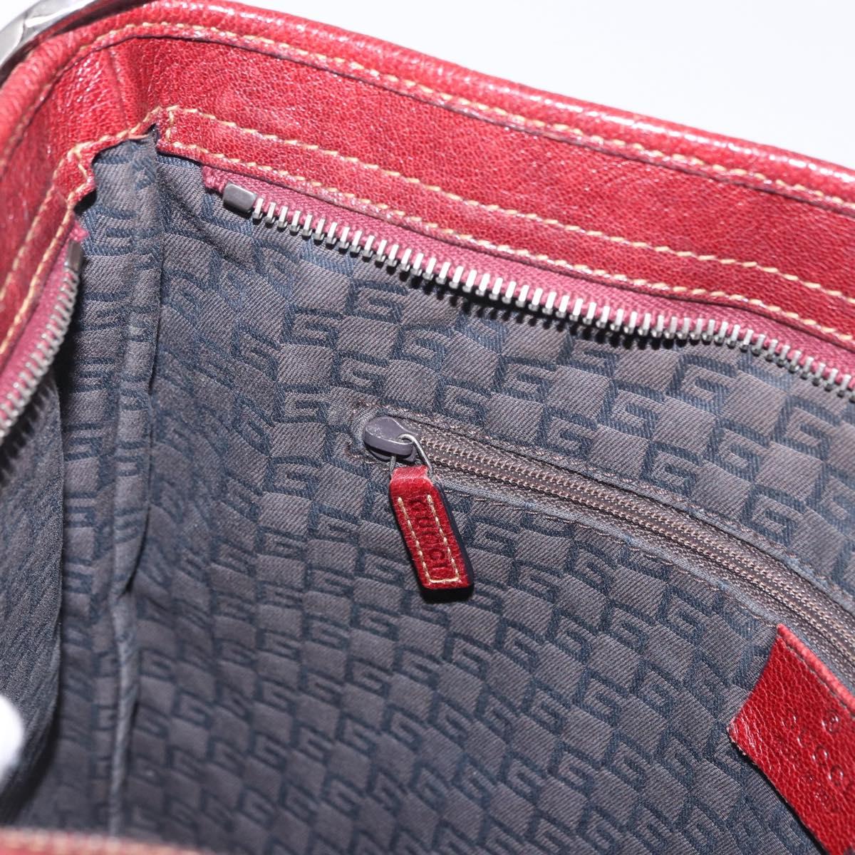 GUCCI Shoulder Bag Leather Red Silver 113013 Auth ka5956
