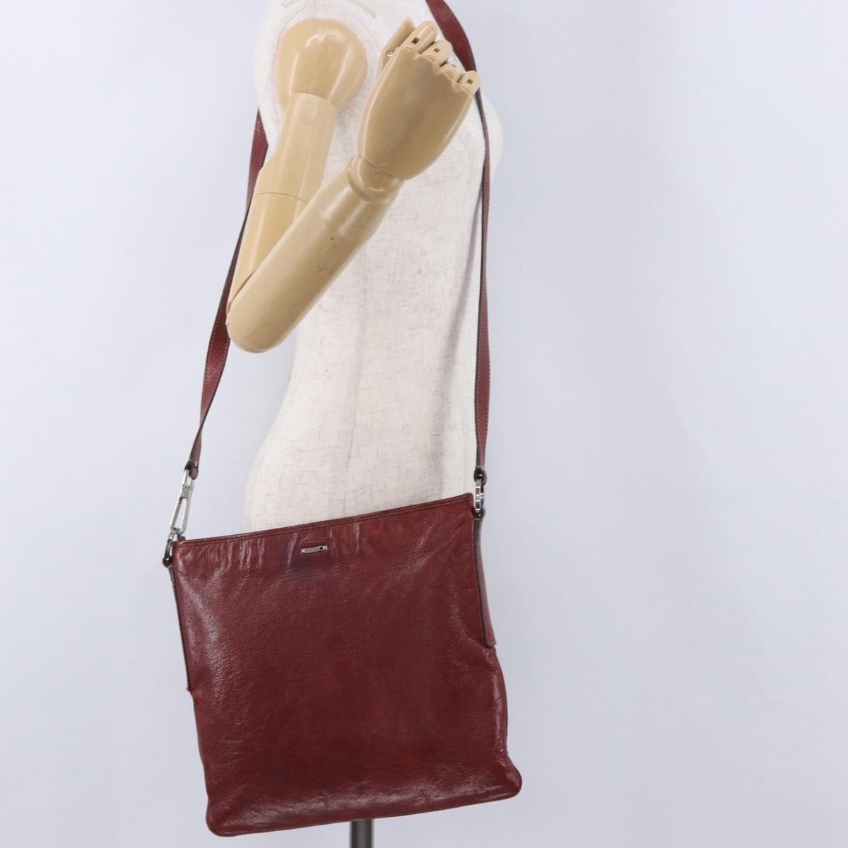 GUCCI Shoulder Bag Leather Red Silver 113013 Auth ka5956