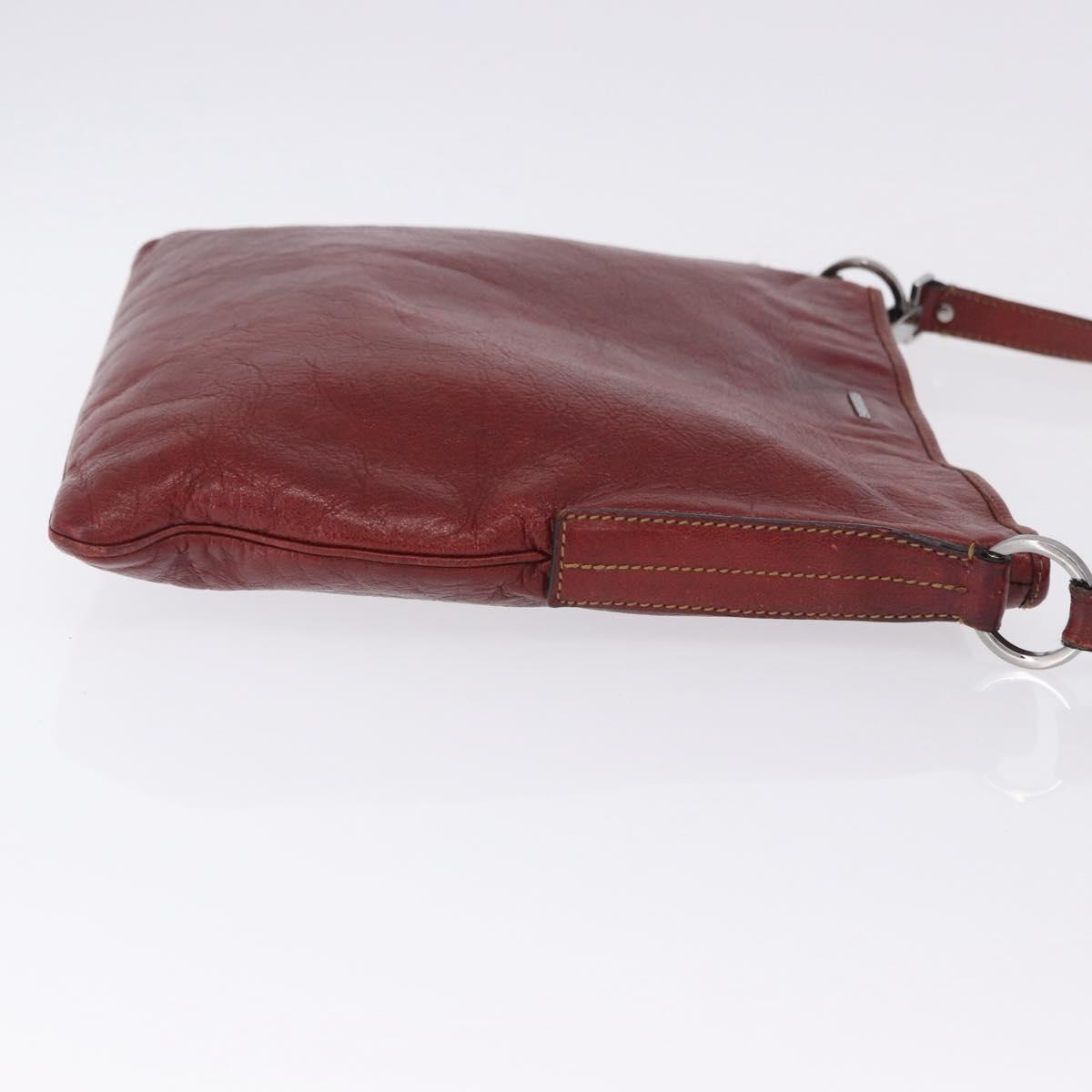 GUCCI Shoulder Bag Leather Red Silver 113013 Auth ka5956