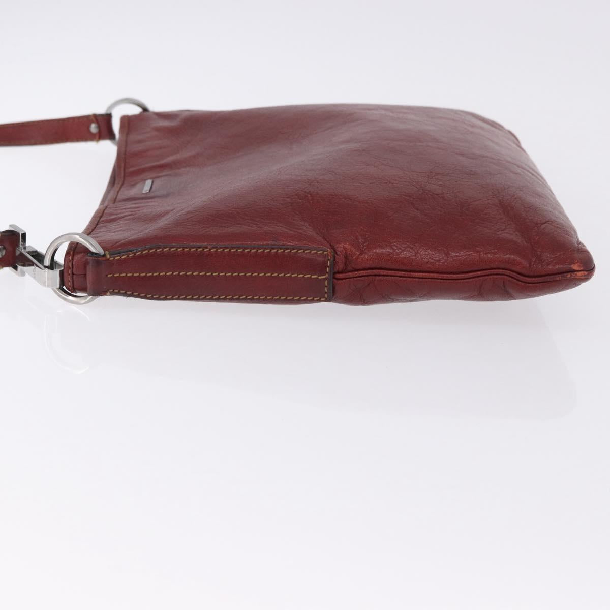 GUCCI Shoulder Bag Leather Red Silver 113013 Auth ka5956