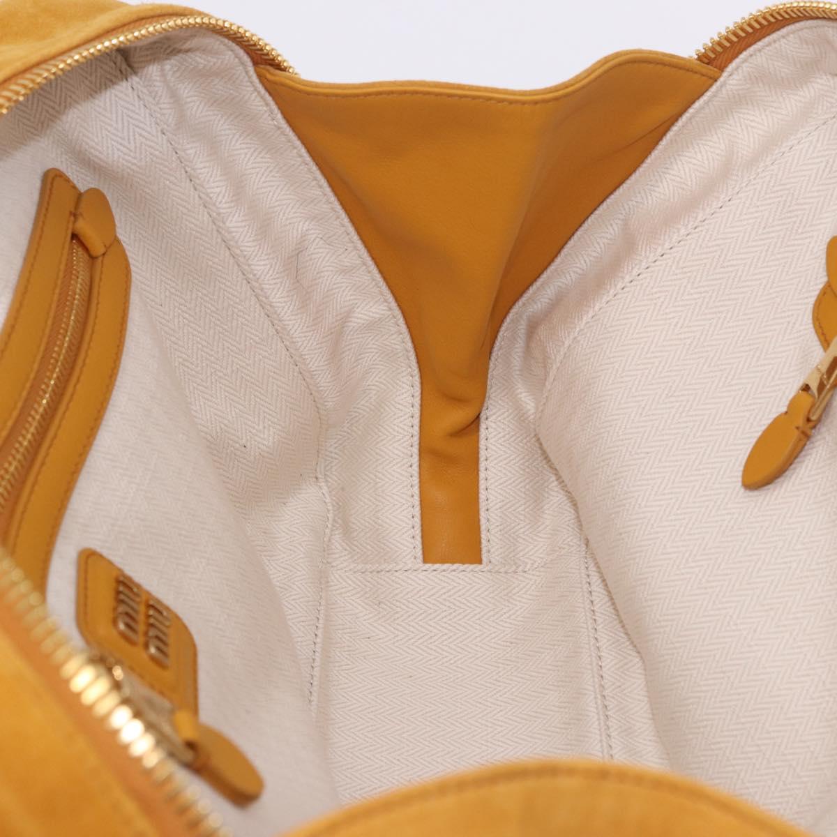 Miu Miu Beau Shoulder Bag Suede Yellow Gold Auth ka5957SAM