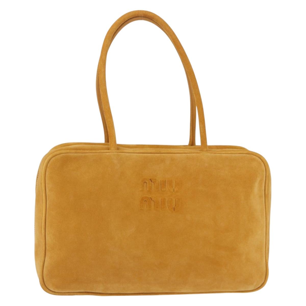 Miu Miu Beau Shoulder Bag Suede Yellow Gold Auth ka5957SAM