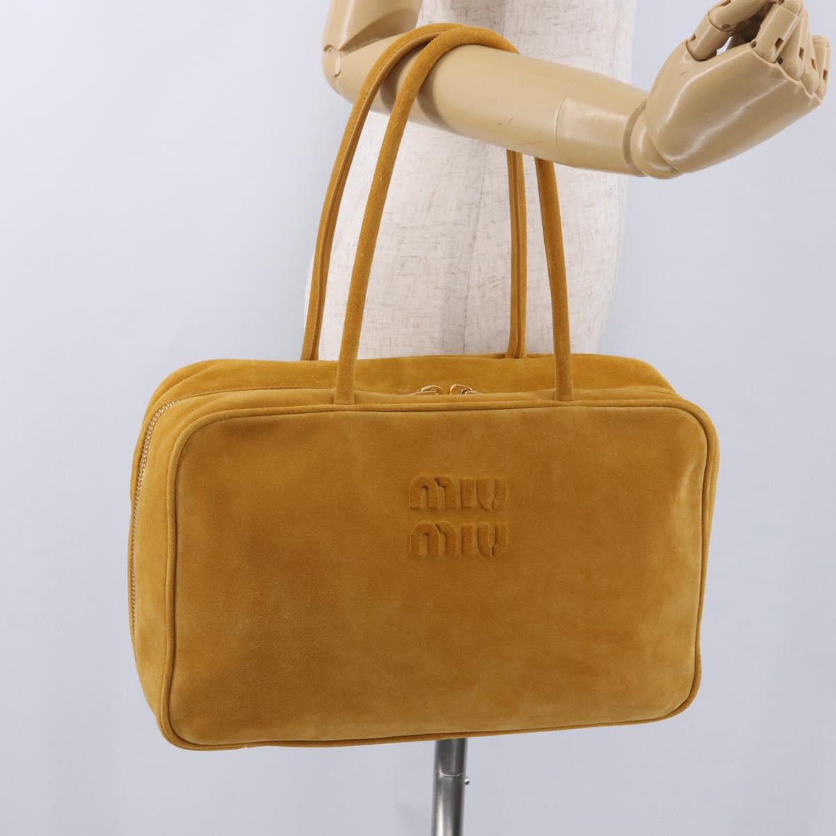 Miu Miu Beau Shoulder Bag Suede Yellow Gold Auth ka5957SAM
