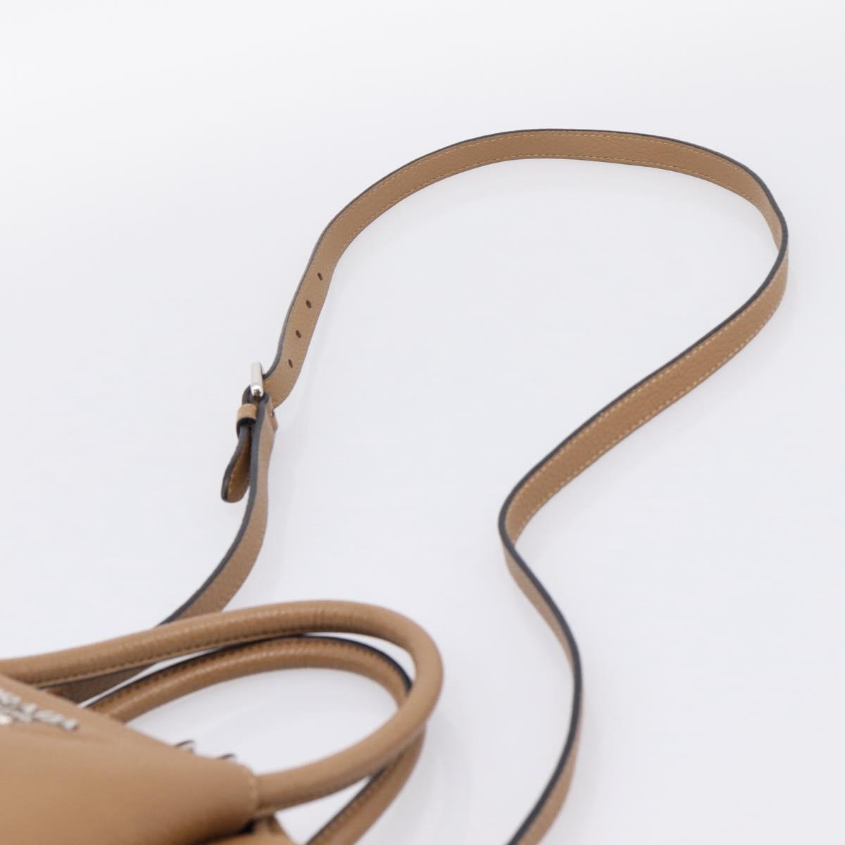 PRADA Hand Bag Leather 2way Beige Silver Auth ka5958SAM