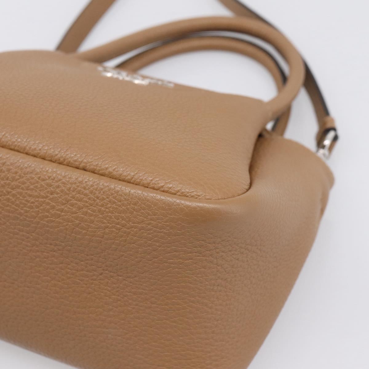 PRADA Hand Bag Leather 2way Beige Silver Auth ka5958SAM