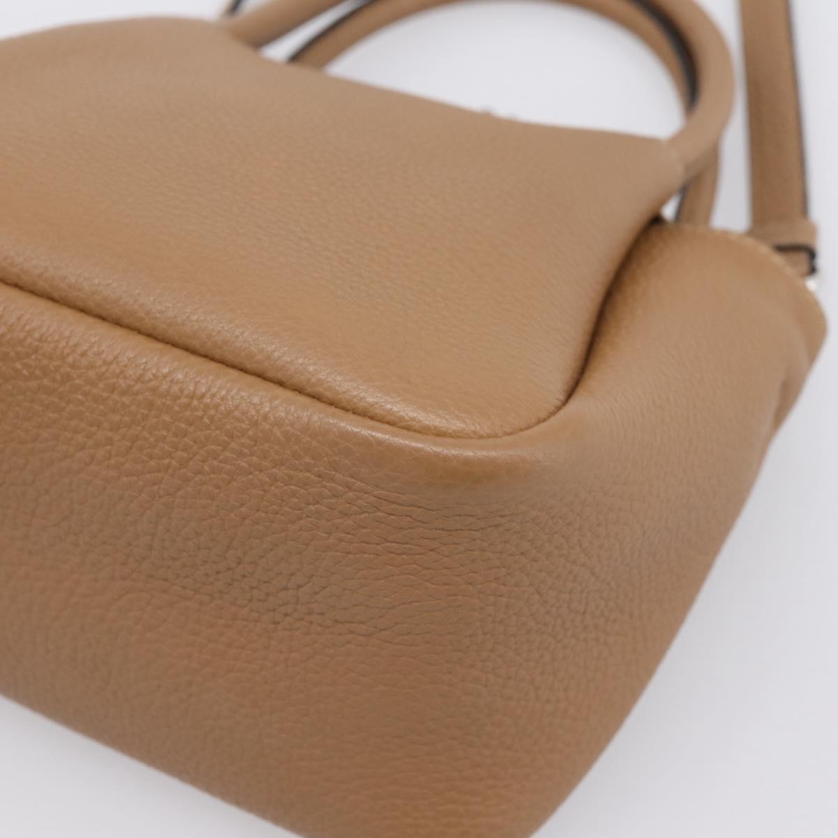PRADA Hand Bag Leather 2way Beige Silver Auth ka5958SAM