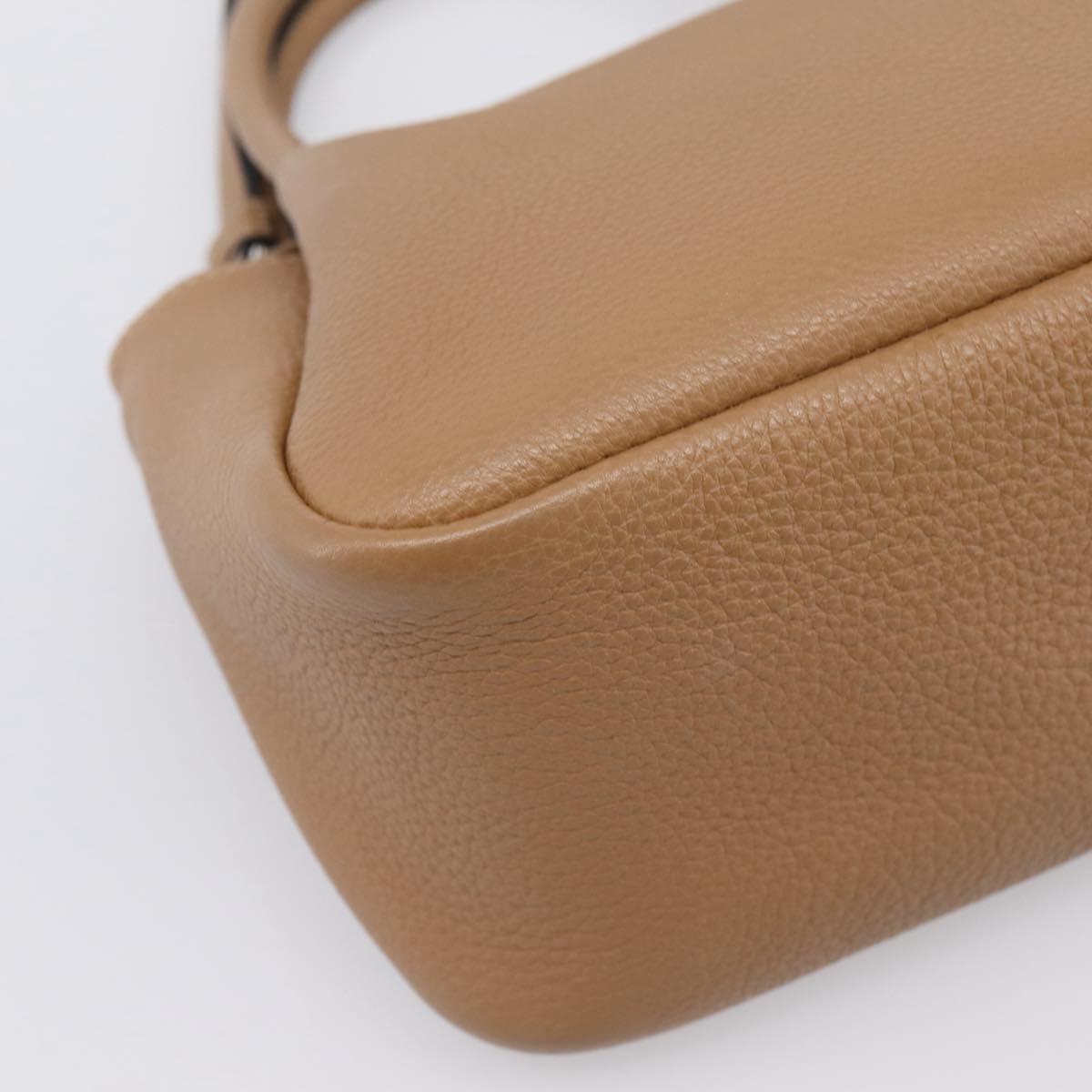 PRADA Hand Bag Leather 2way Beige Silver Auth ka5958SAM