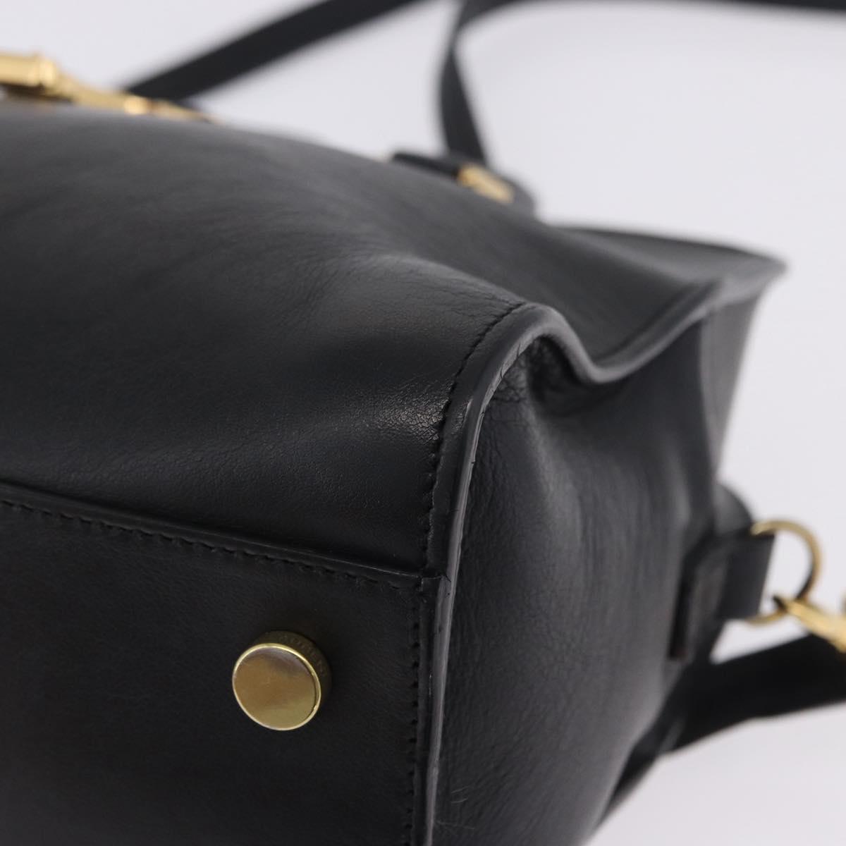 SAINT LAURENT Baby Cabas Hand Bag Leather 2way Black Gold 311210 Auth ka5959V