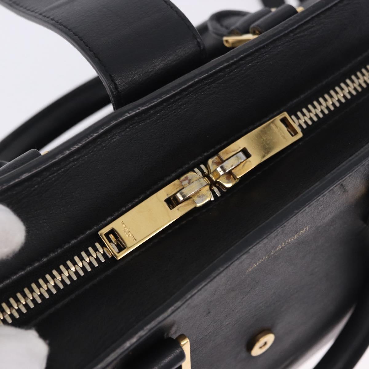 SAINT LAURENT Baby Cabas Hand Bag Leather 2way Black Gold 311210 Auth ka5959V
