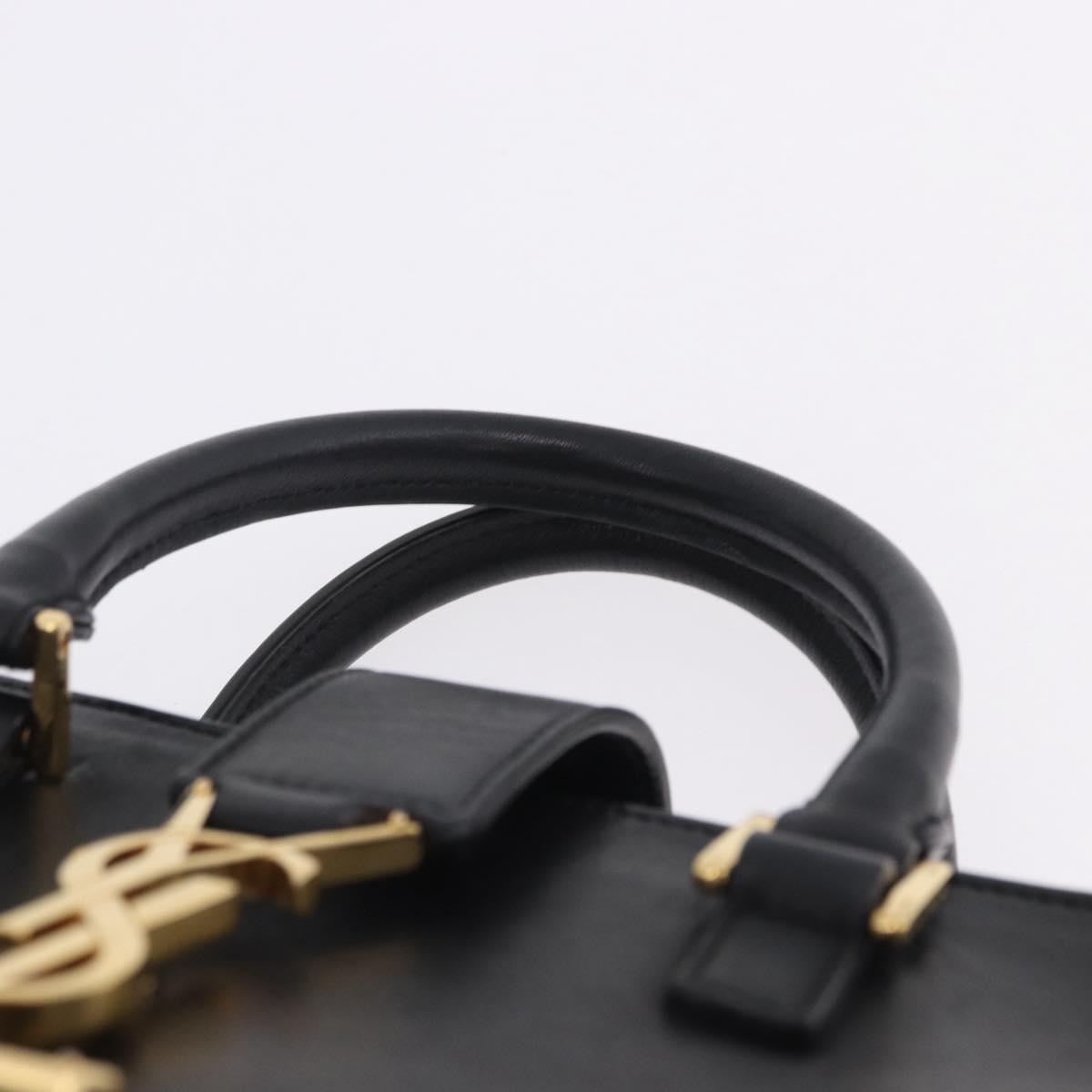 SAINT LAURENT Baby Cabas Hand Bag Leather 2way Black Gold 311210 Auth ka5959V