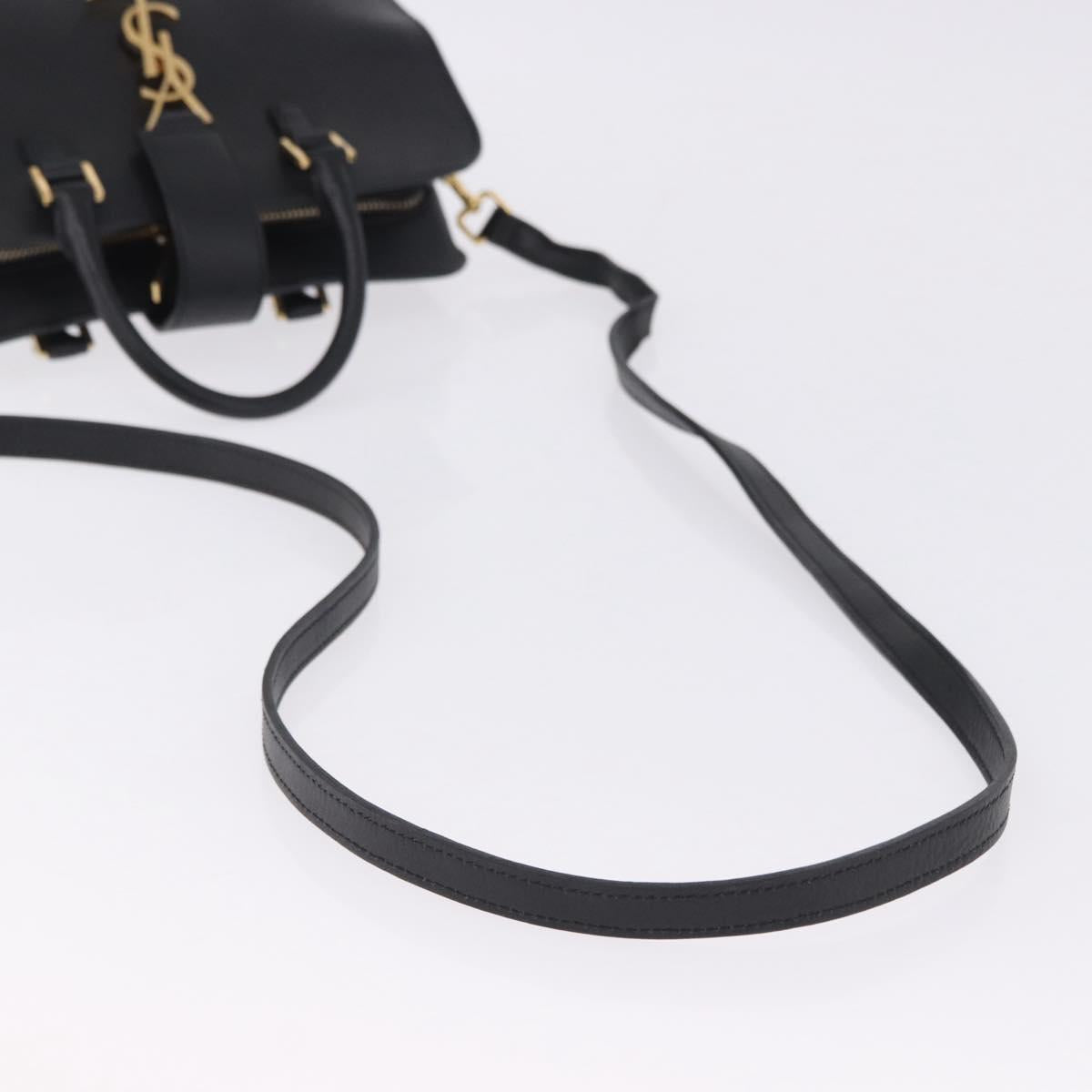 SAINT LAURENT Baby Cabas Hand Bag Leather 2way Black Gold 311210 Auth ka5959V