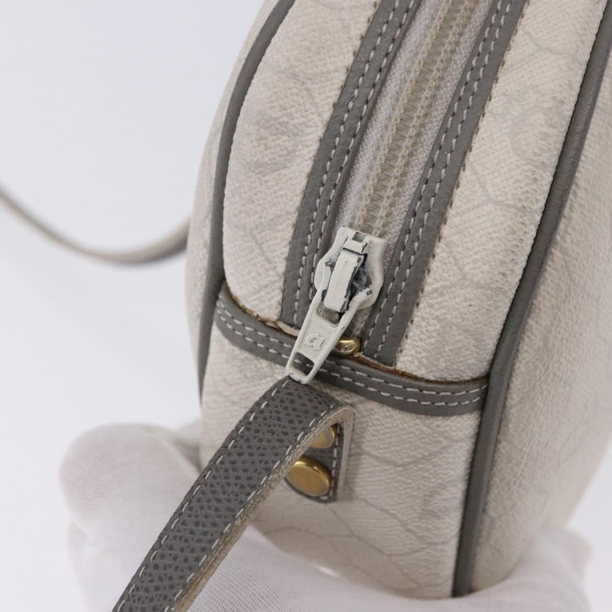 Christian Dior Honeycomb Canvas Shoulder Bag PVC White Gold Auth ka5960