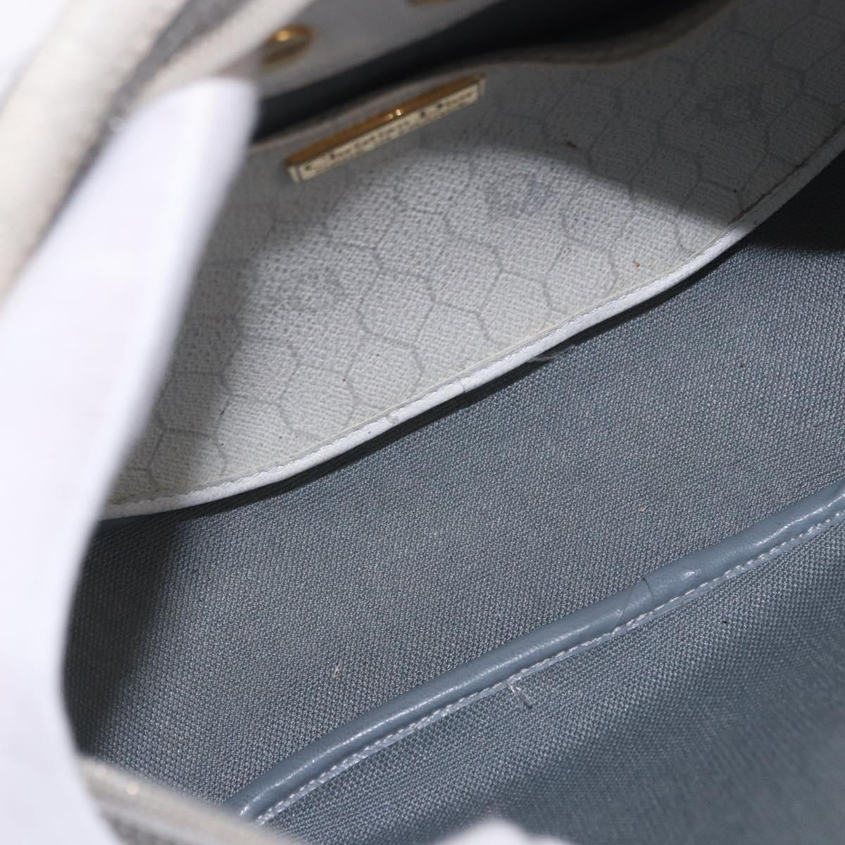 Christian Dior Honeycomb Canvas Shoulder Bag PVC White Gold Auth ka5960