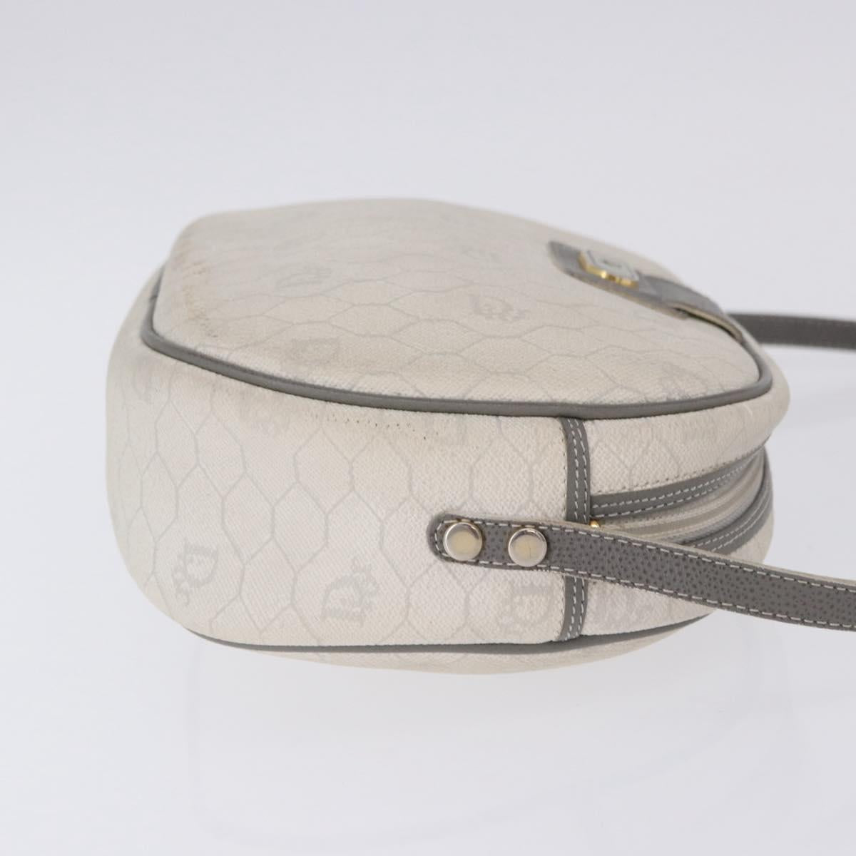 Christian Dior Honeycomb Canvas Shoulder Bag PVC White Gold Auth ka5960
