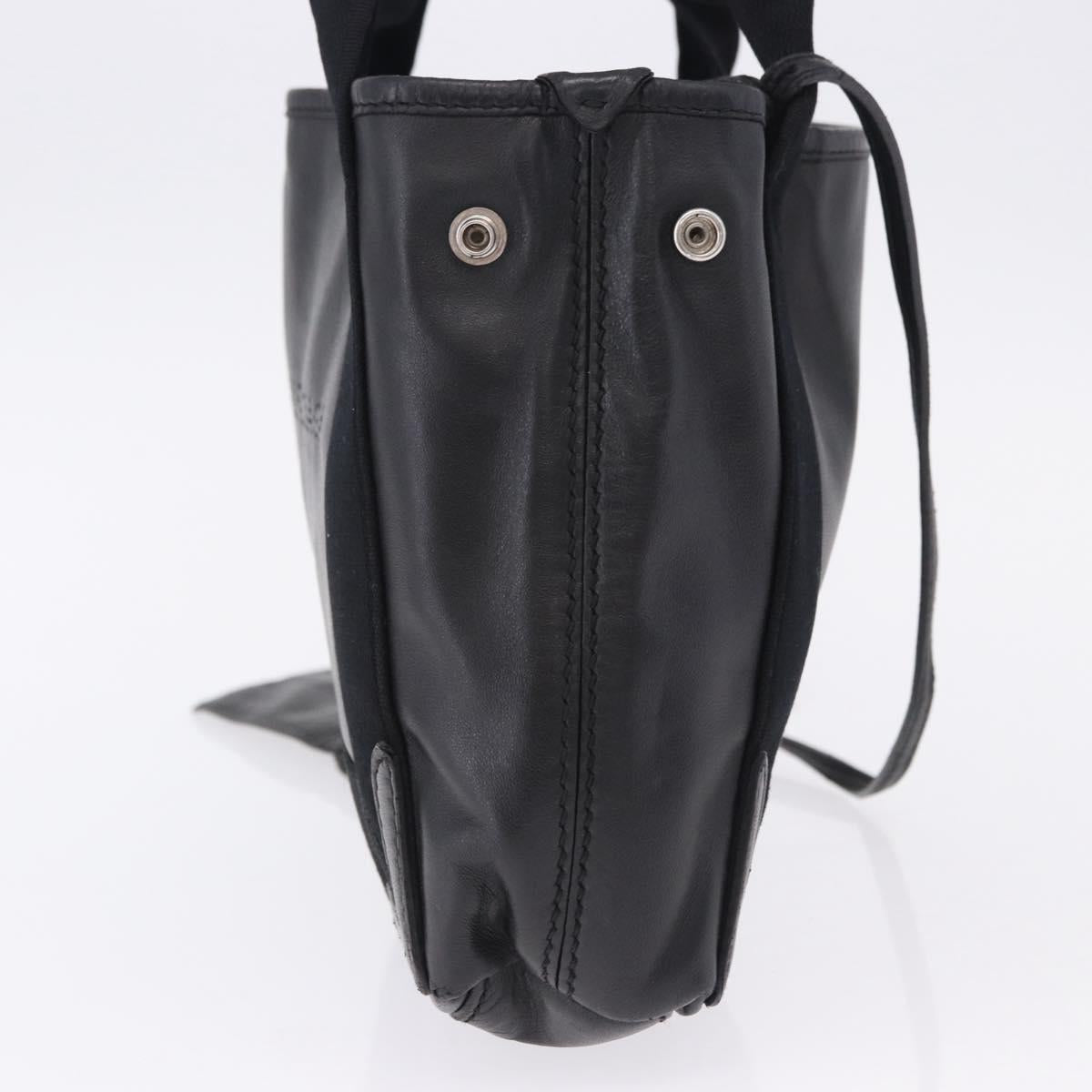 BALENCIAGA Navy Cabas XS Hand Bag Leather 2way Black Silver 390346 Auth ka5961