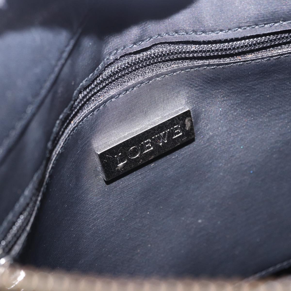 LOEWE Anagram Shoulder Bag Leather Black Silver Auth ka5962