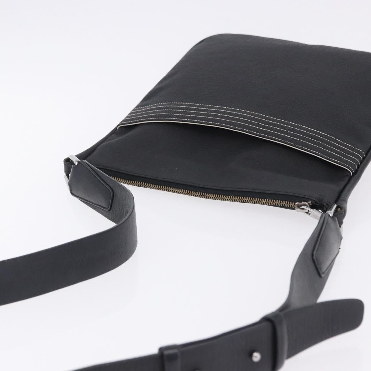 LOEWE Anagram Shoulder Bag Leather Black Silver Auth ka5962