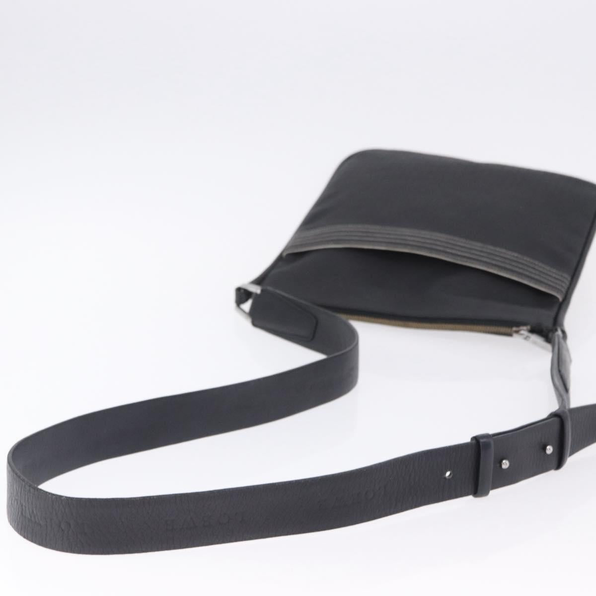 LOEWE Anagram Shoulder Bag Leather Black Silver Auth ka5962