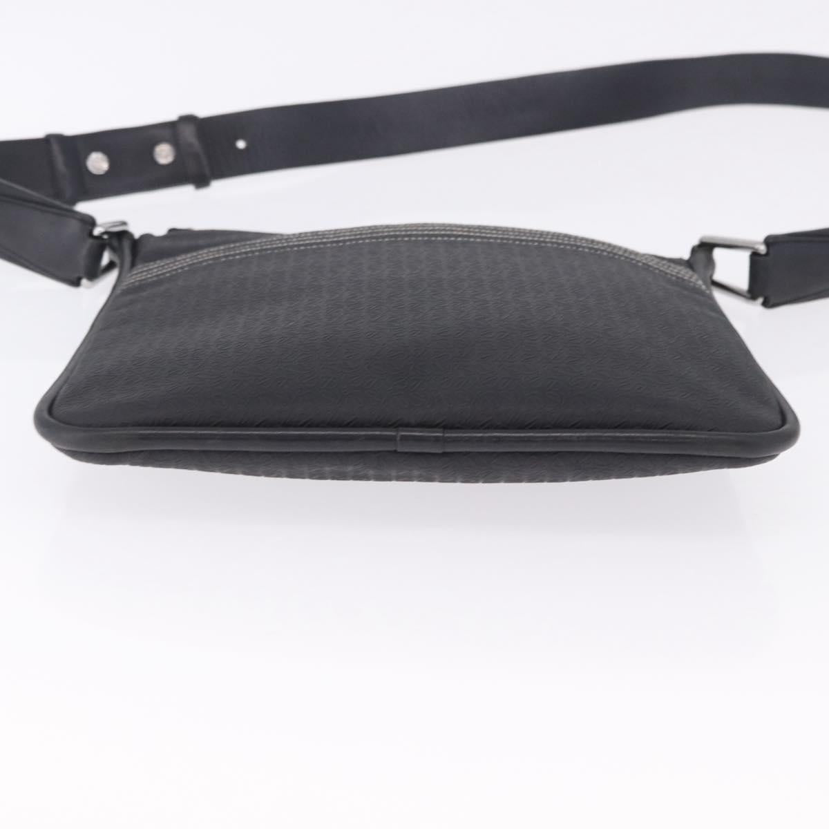 LOEWE Anagram Shoulder Bag Leather Black Silver Auth ka5962