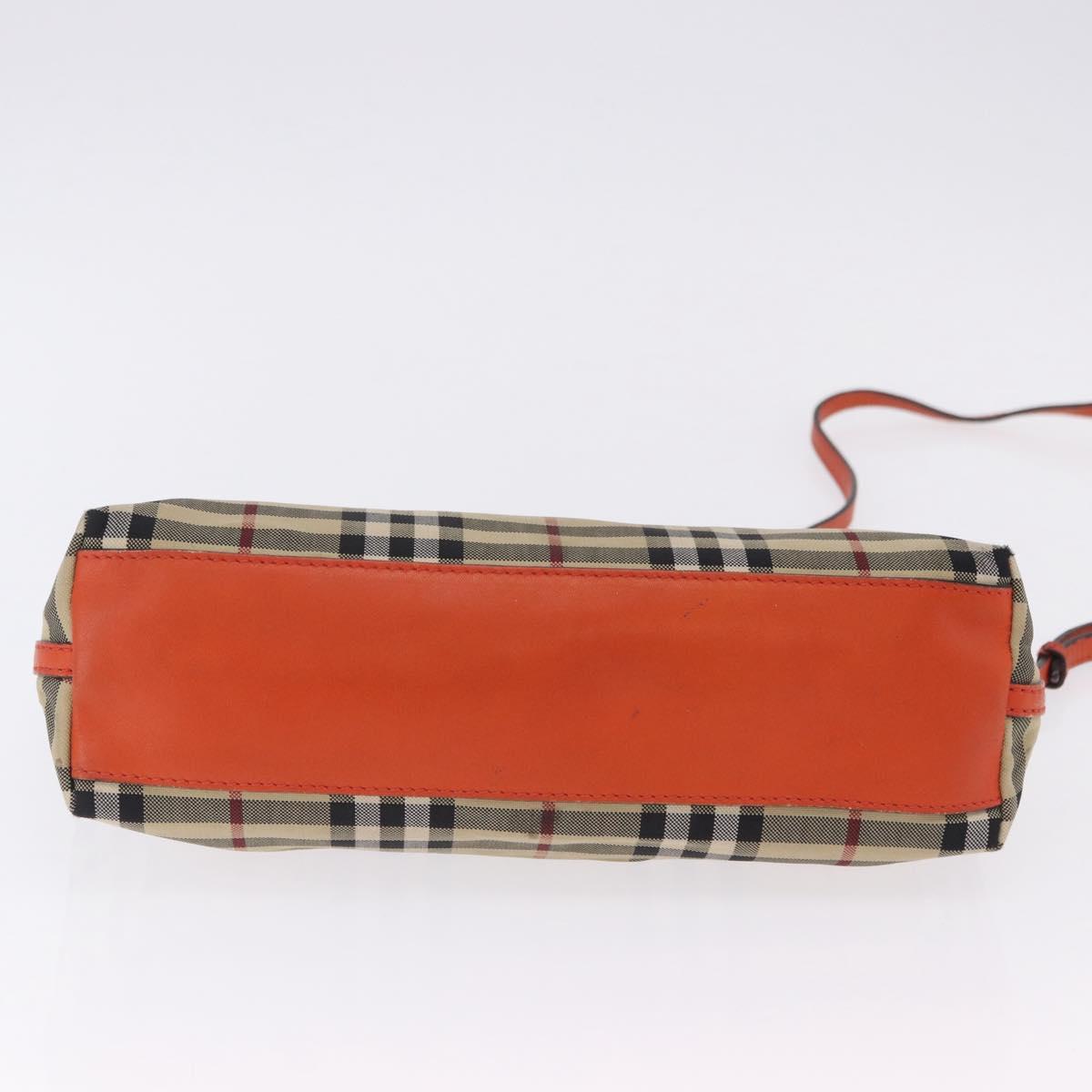 BURBERRY Nova Check Shoulder Bag Canvas Beige Gold Auth ka5963A