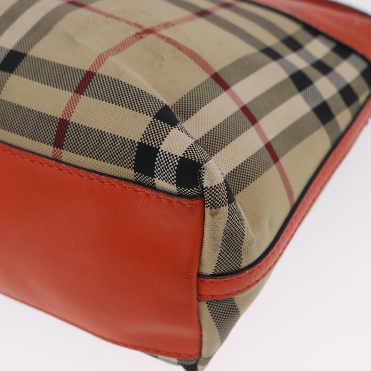 BURBERRY Nova Check Shoulder Bag Canvas Beige Gold Auth ka5963A
