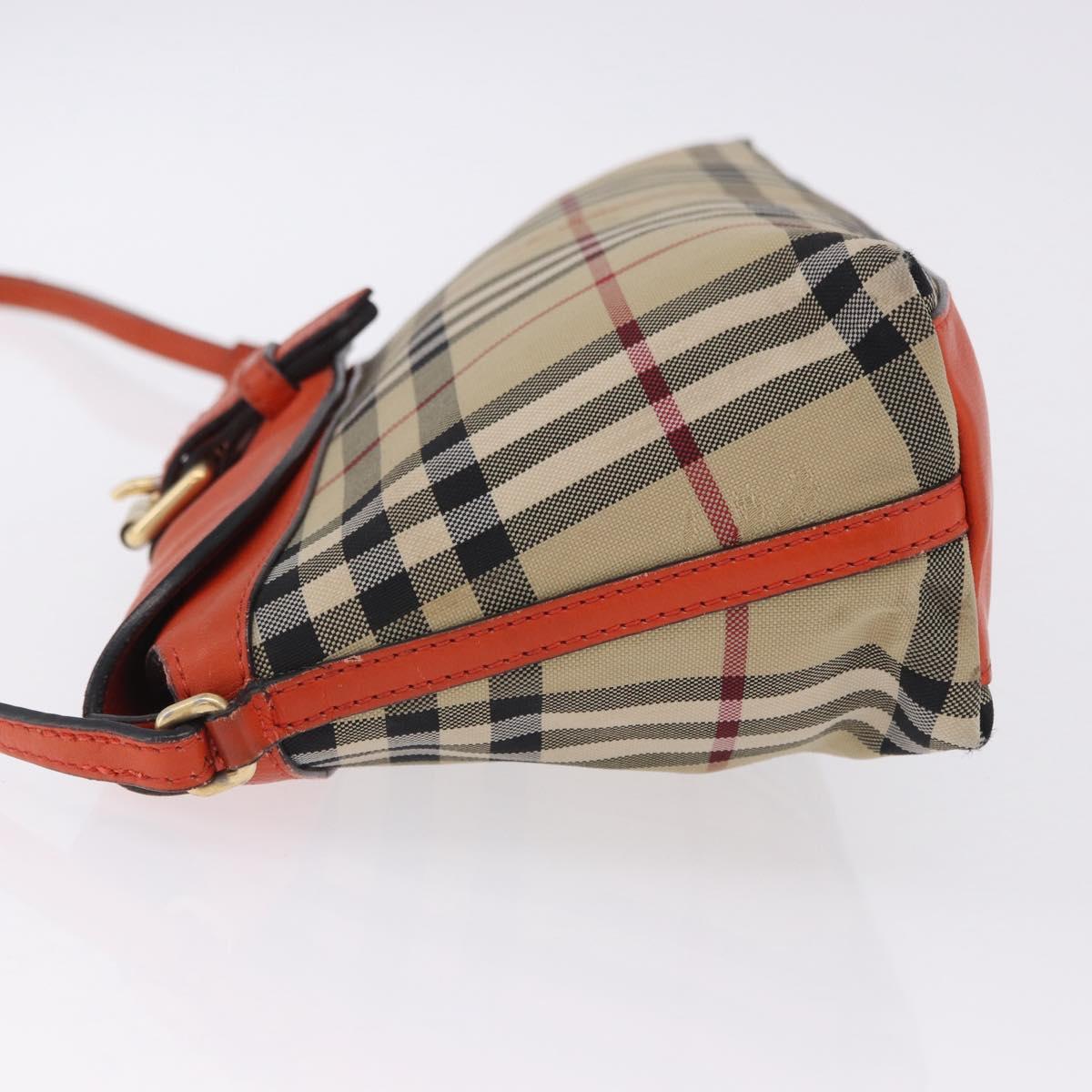BURBERRY Nova Check Shoulder Bag Canvas Beige Gold Auth ka5963A