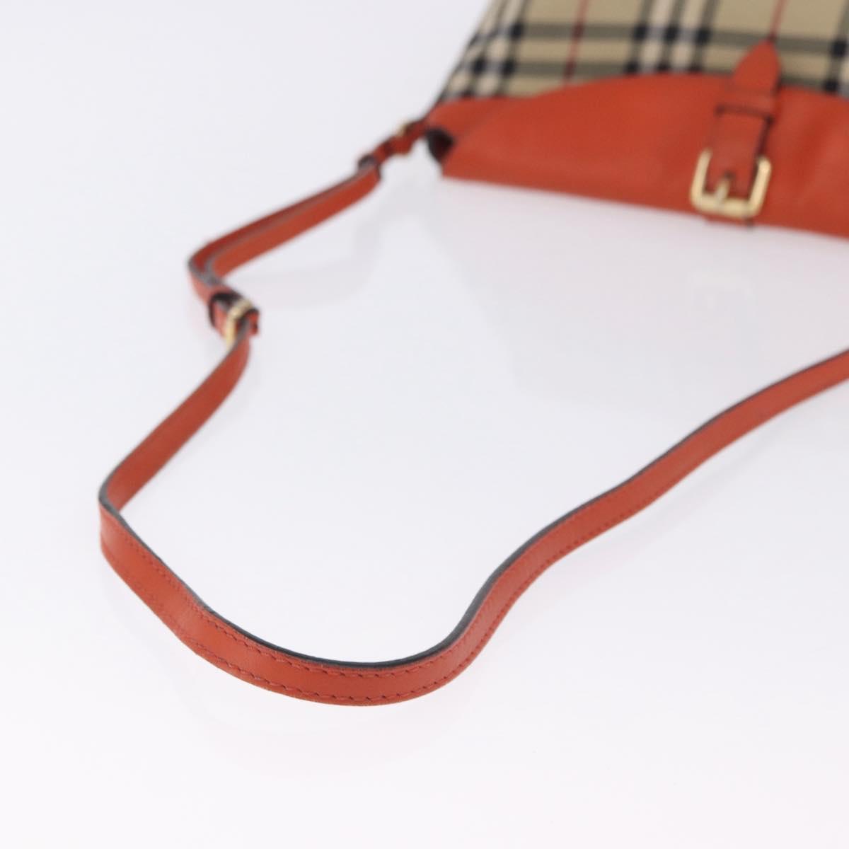 BURBERRY Nova Check Shoulder Bag Canvas Beige Gold Auth ka5963A