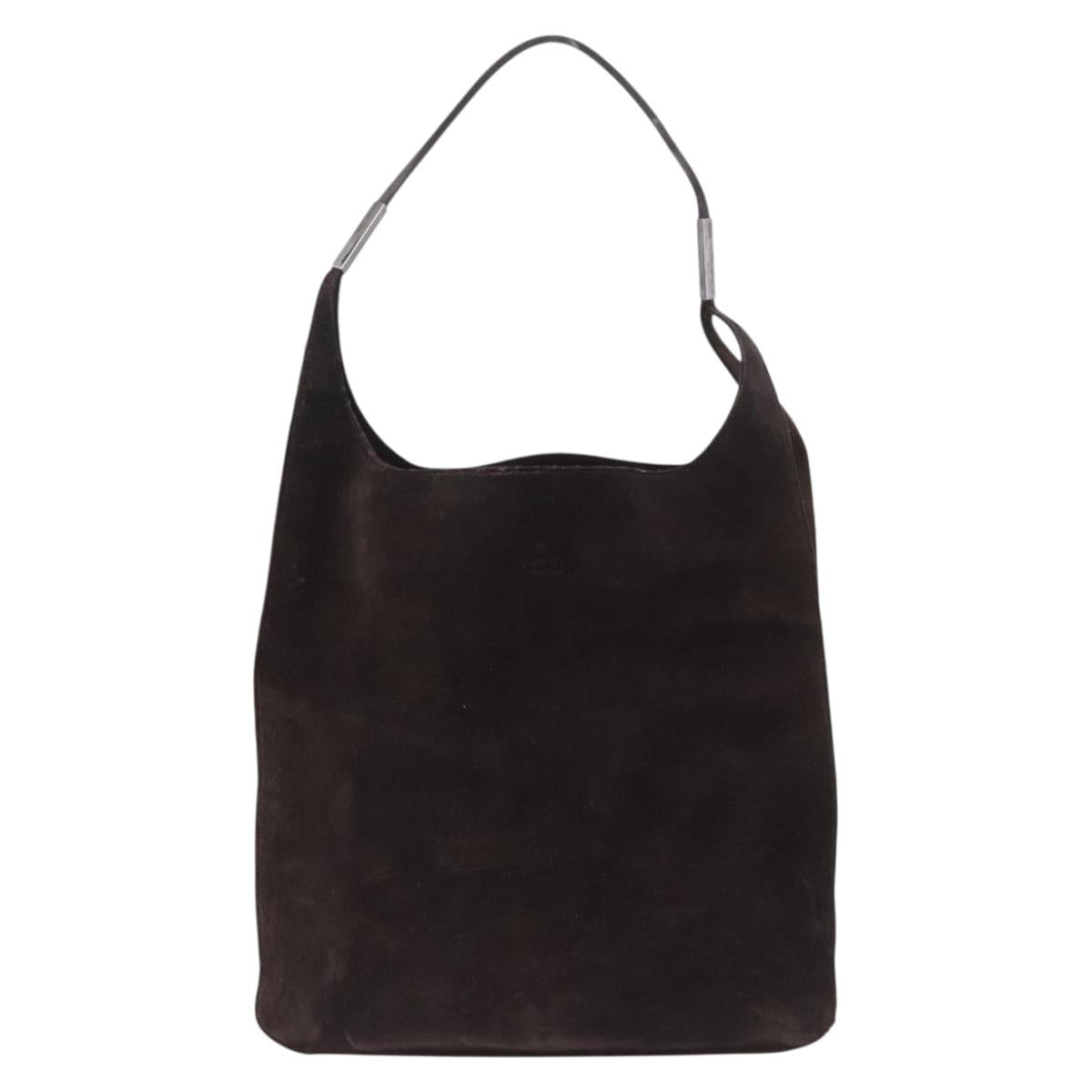 GUCCI Shoulder Bag Suede Brown Silver 001 3191 1705 Auth ka5965