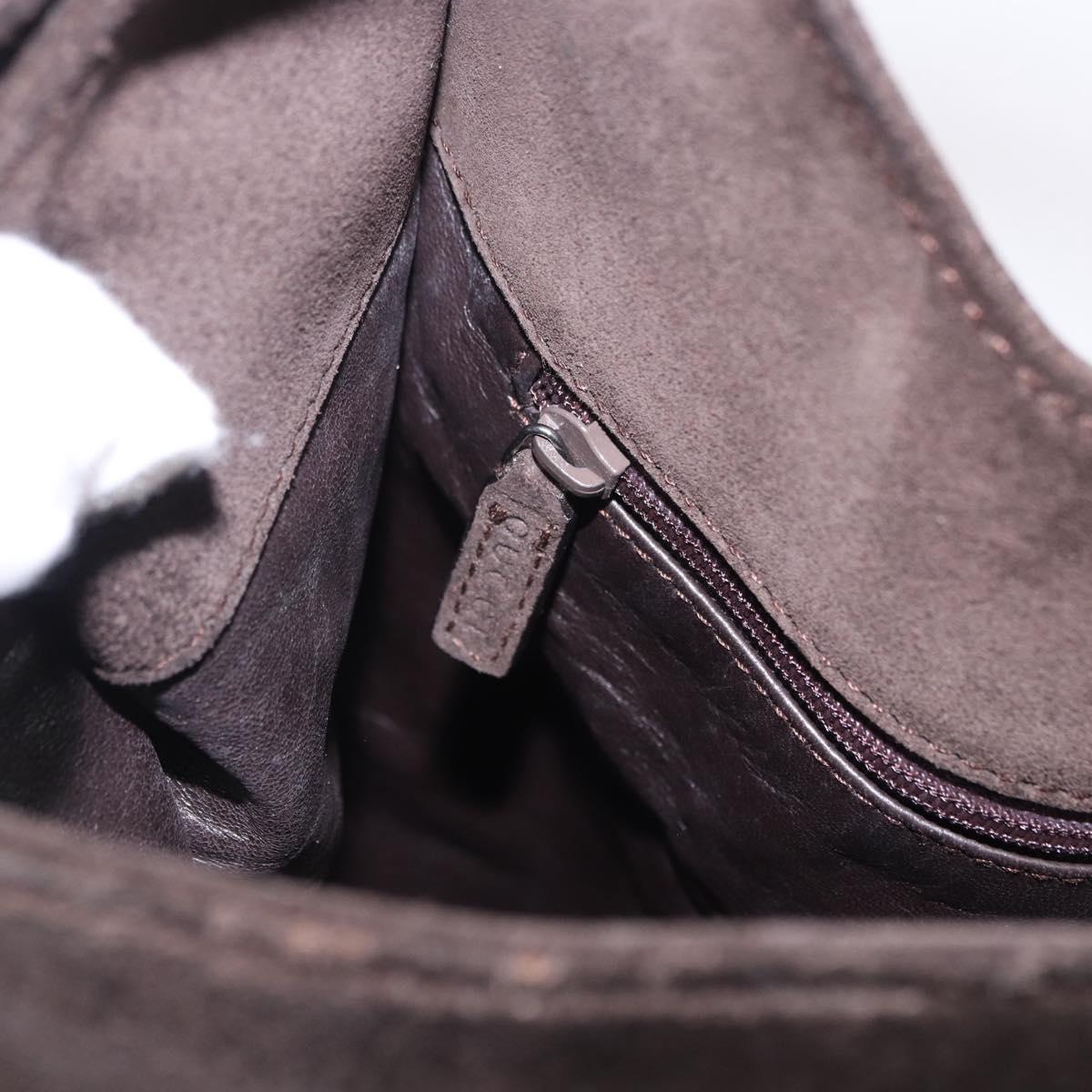 GUCCI Shoulder Bag Suede Brown Silver 001 3191 1705 Auth ka5965
