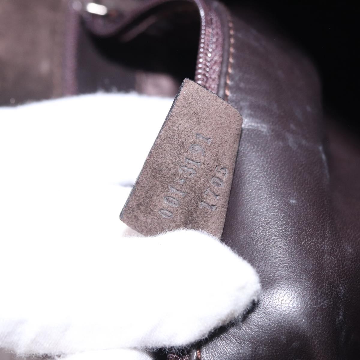 GUCCI Shoulder Bag Suede Brown Silver 001 3191 1705 Auth ka5965