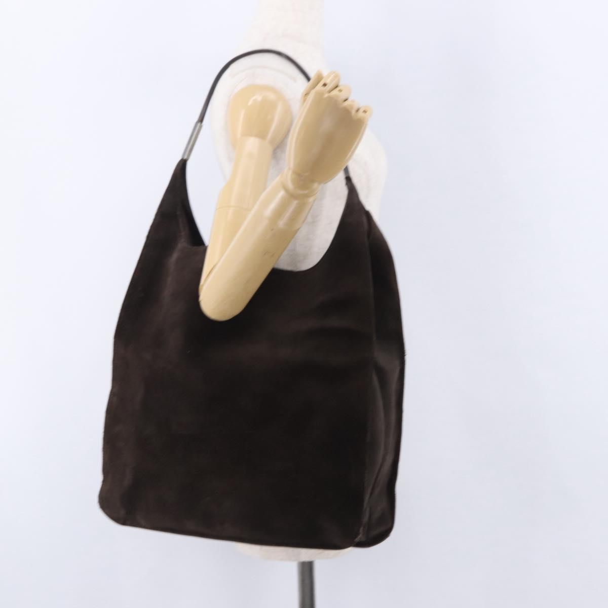 GUCCI Shoulder Bag Suede Brown Silver 001 3191 1705 Auth ka5965
